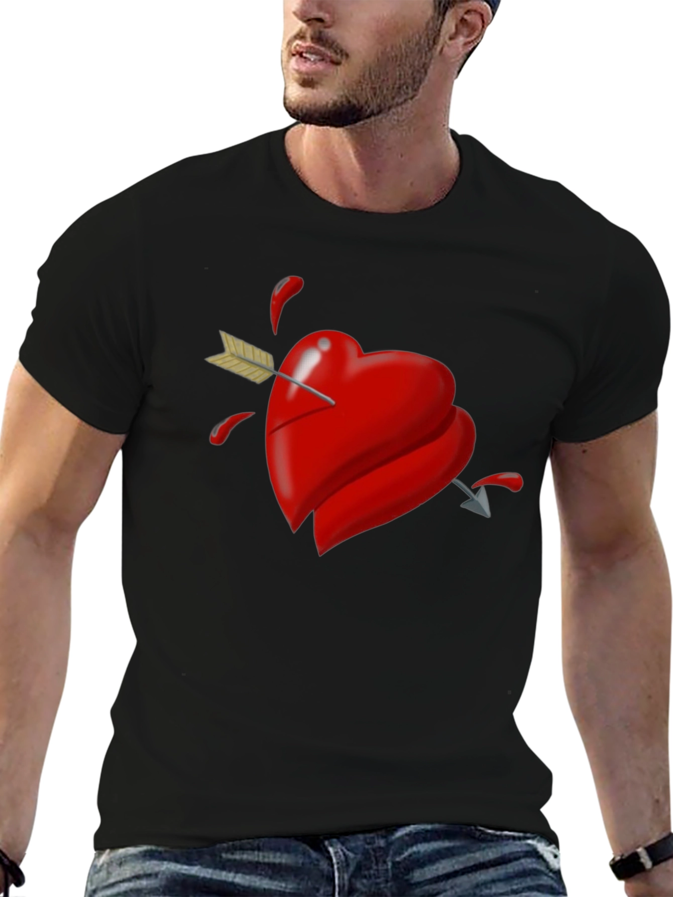 Heart Arrow Graphic Tee - Black T-Shirt