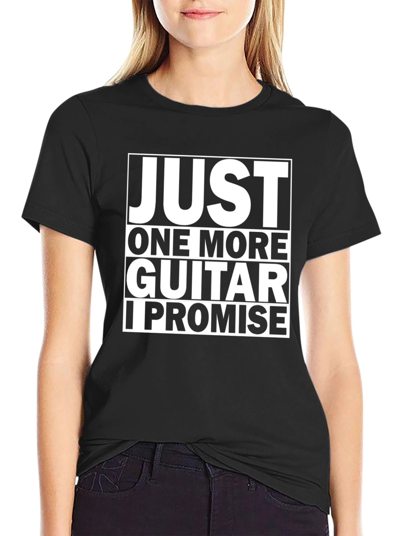 Just One More Guitar Funny Black T-Shirt
