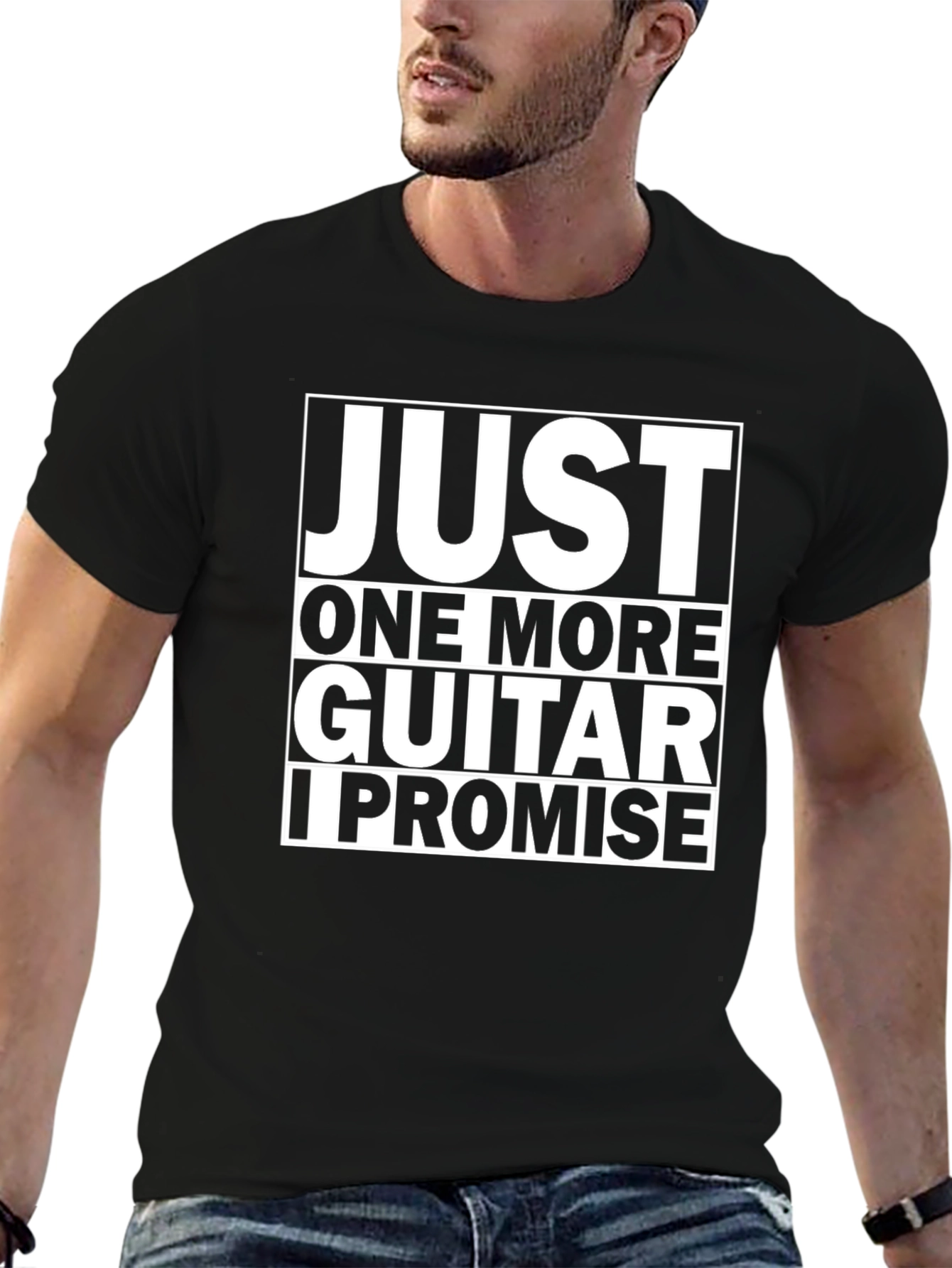 Just One More Guitar Funny Black T-Shirt