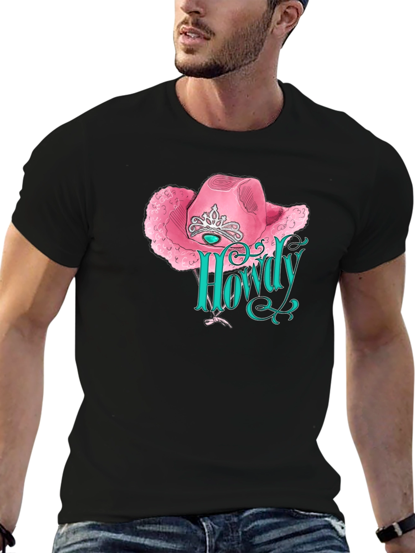 Howdy Cowgirl Tee - Pink Hat Design