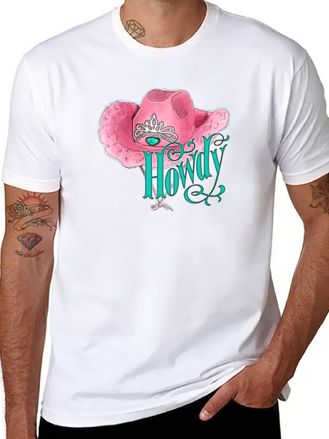 Howdy Cowgirl Tee - Pink Hat Design