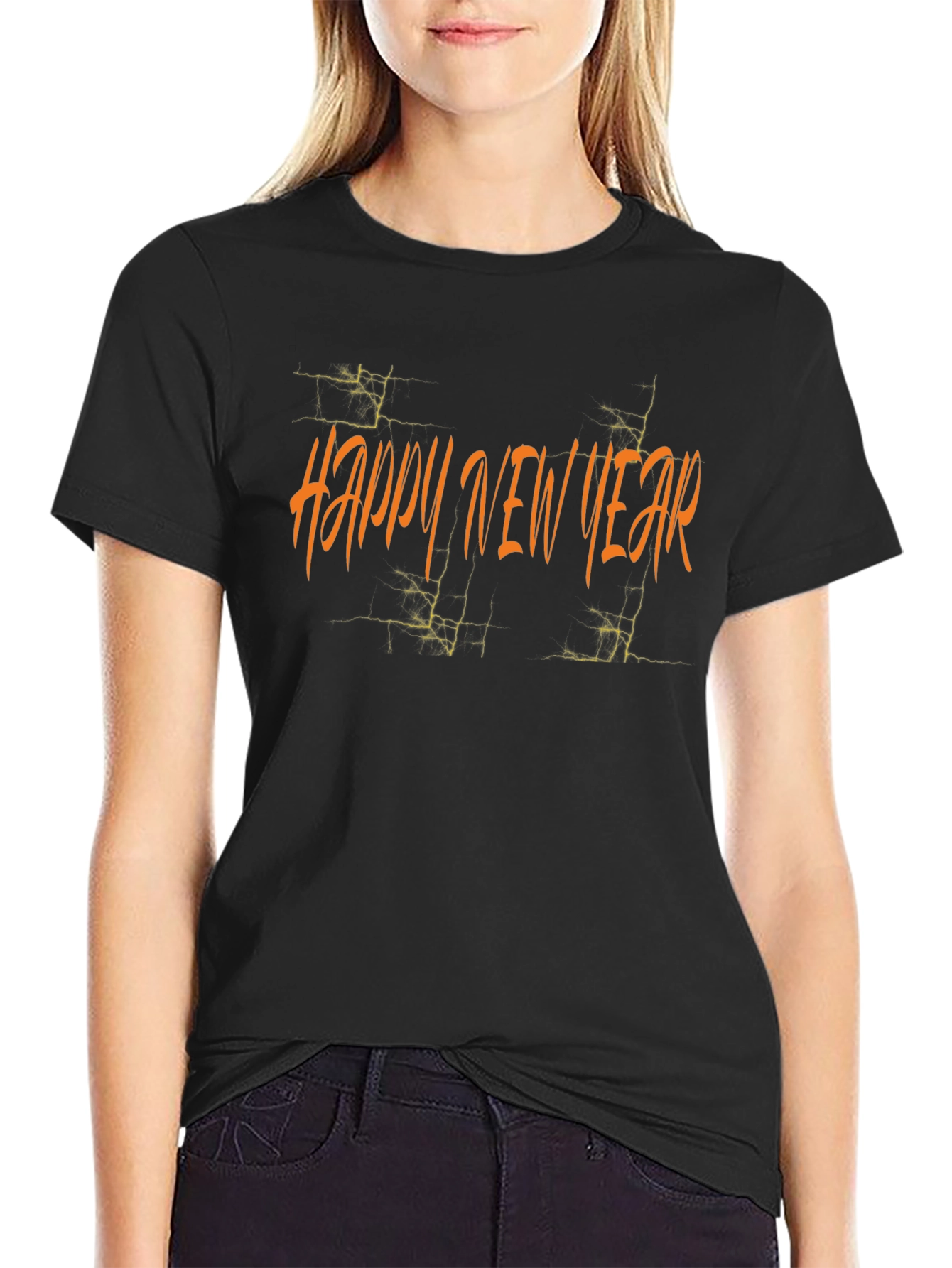 Happy New Year Graphic Tee - Black