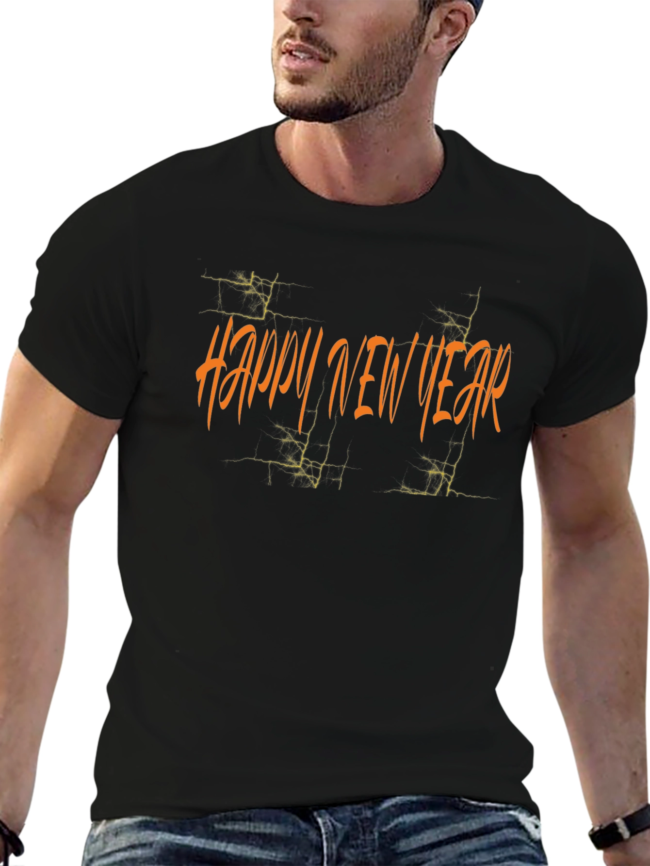 Happy New Year Graphic Tee - Black