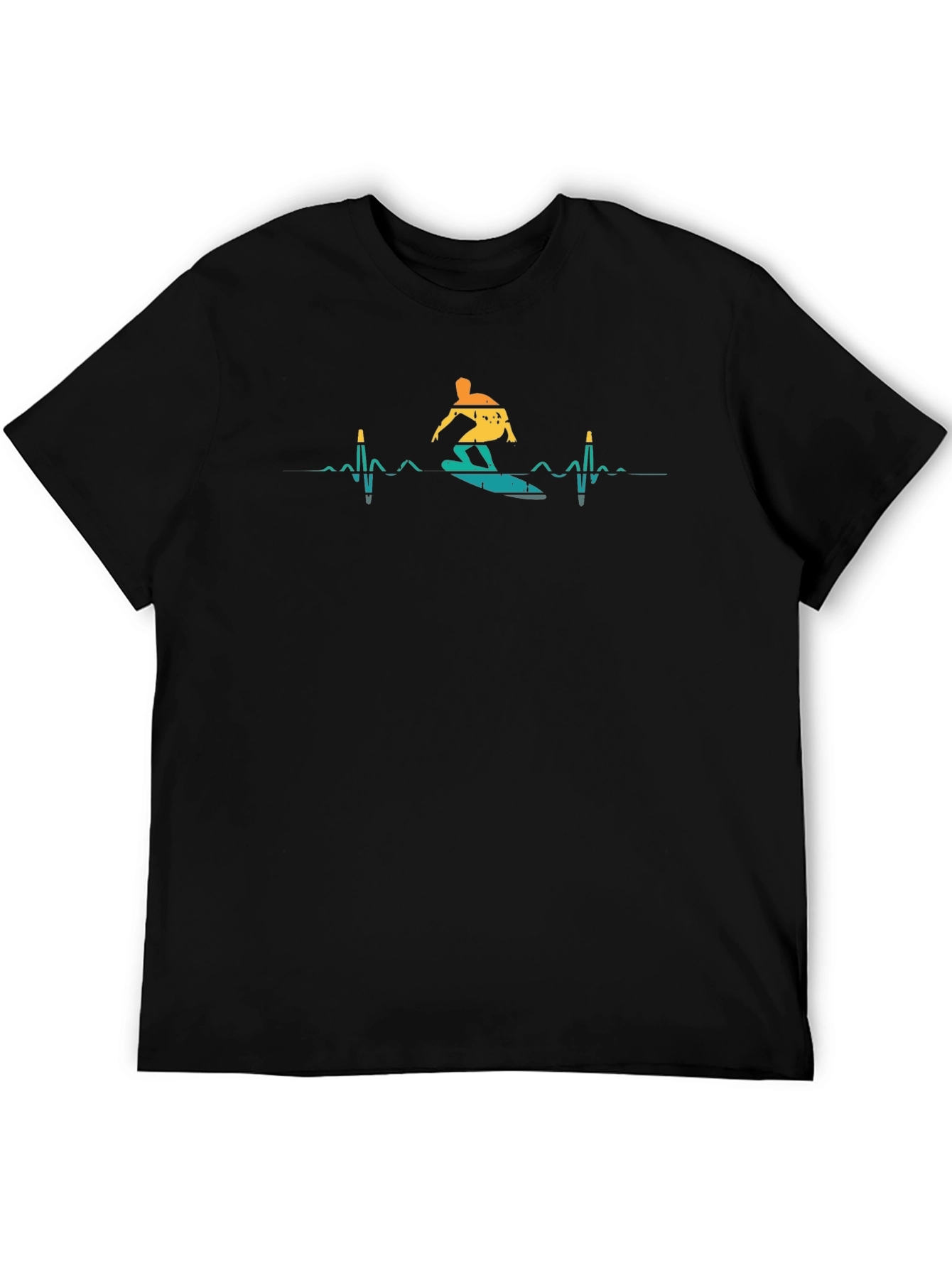 Surfer Heartbeat T-Shirt - Black Graphic Tee