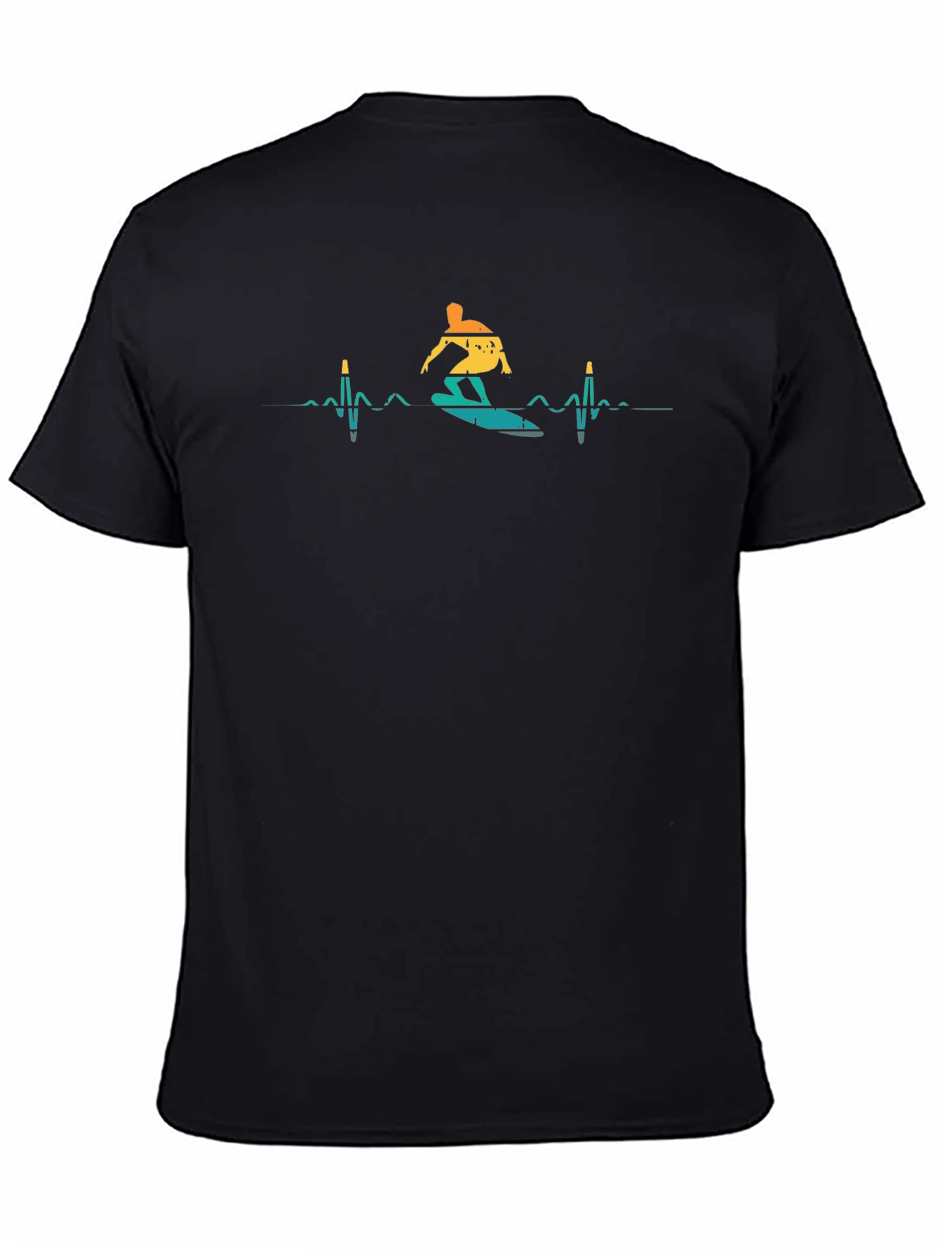 Surfer Heartbeat T-Shirt - Black Graphic Tee