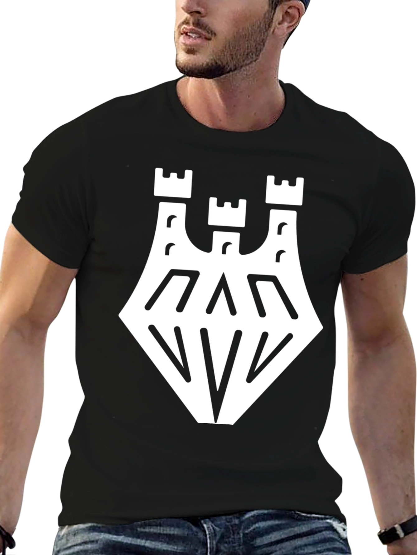Black T-Shirt with White Castle Graphic