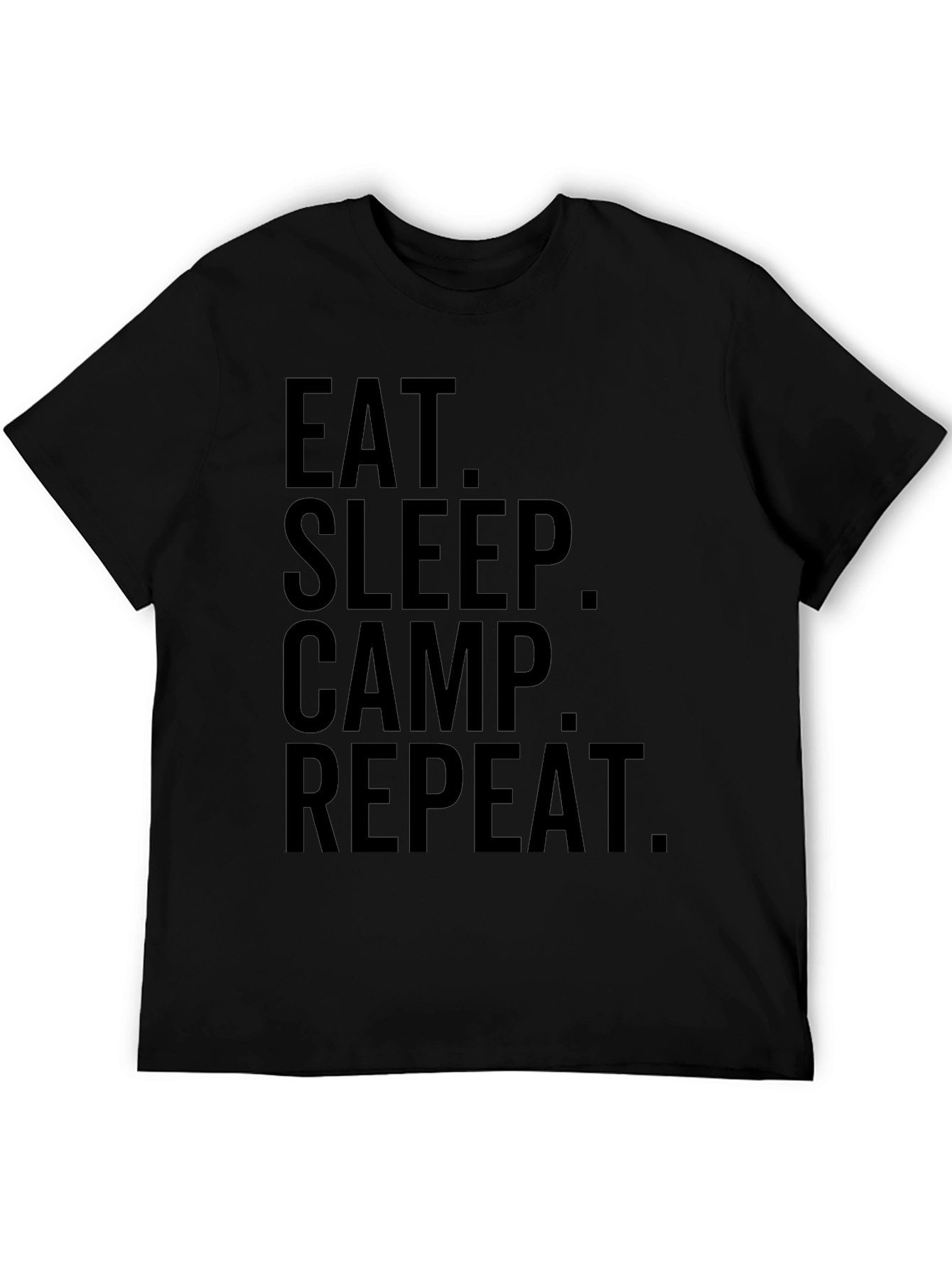 Eat Sleep Camp Repeat Black Graphic T-Shirt