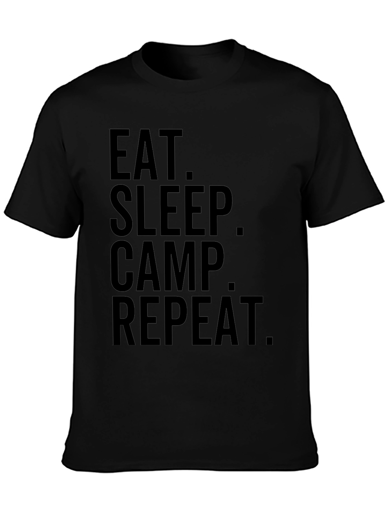 Eat Sleep Camp Repeat Black Graphic T-Shirt