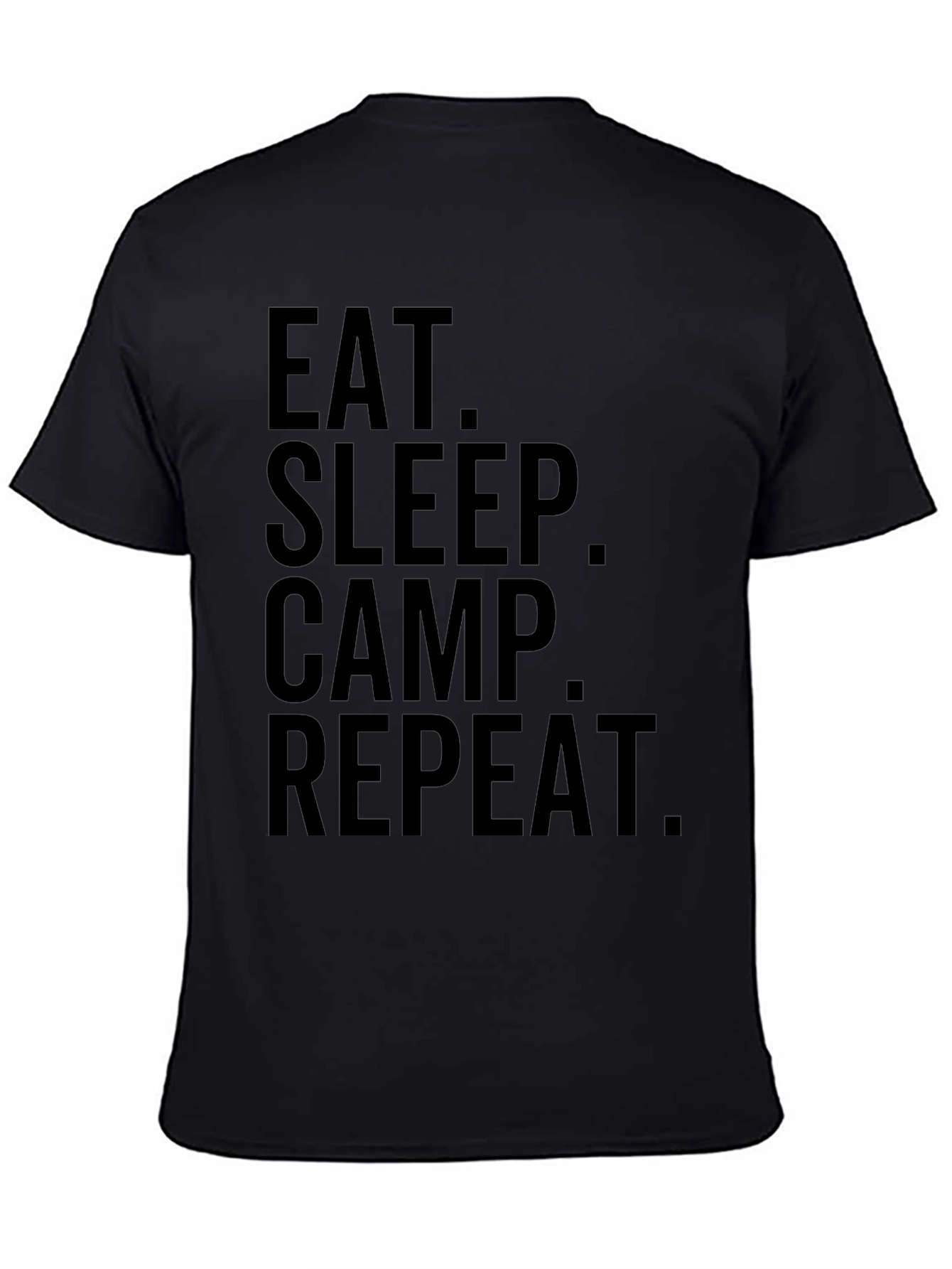 Eat Sleep Camp Repeat Black Graphic T-Shirt