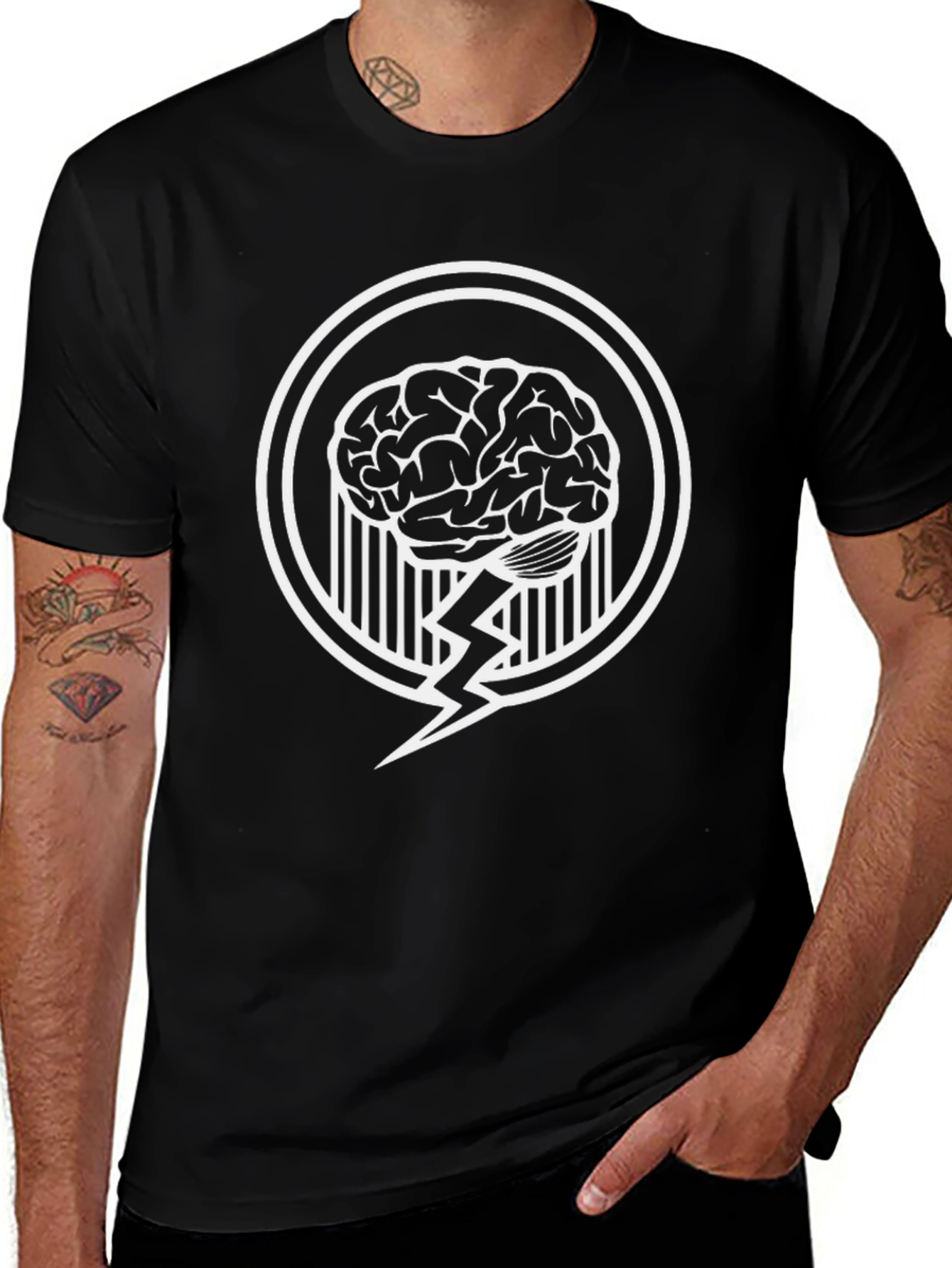 Brain Power T-Shirt - Black Graphic Tee