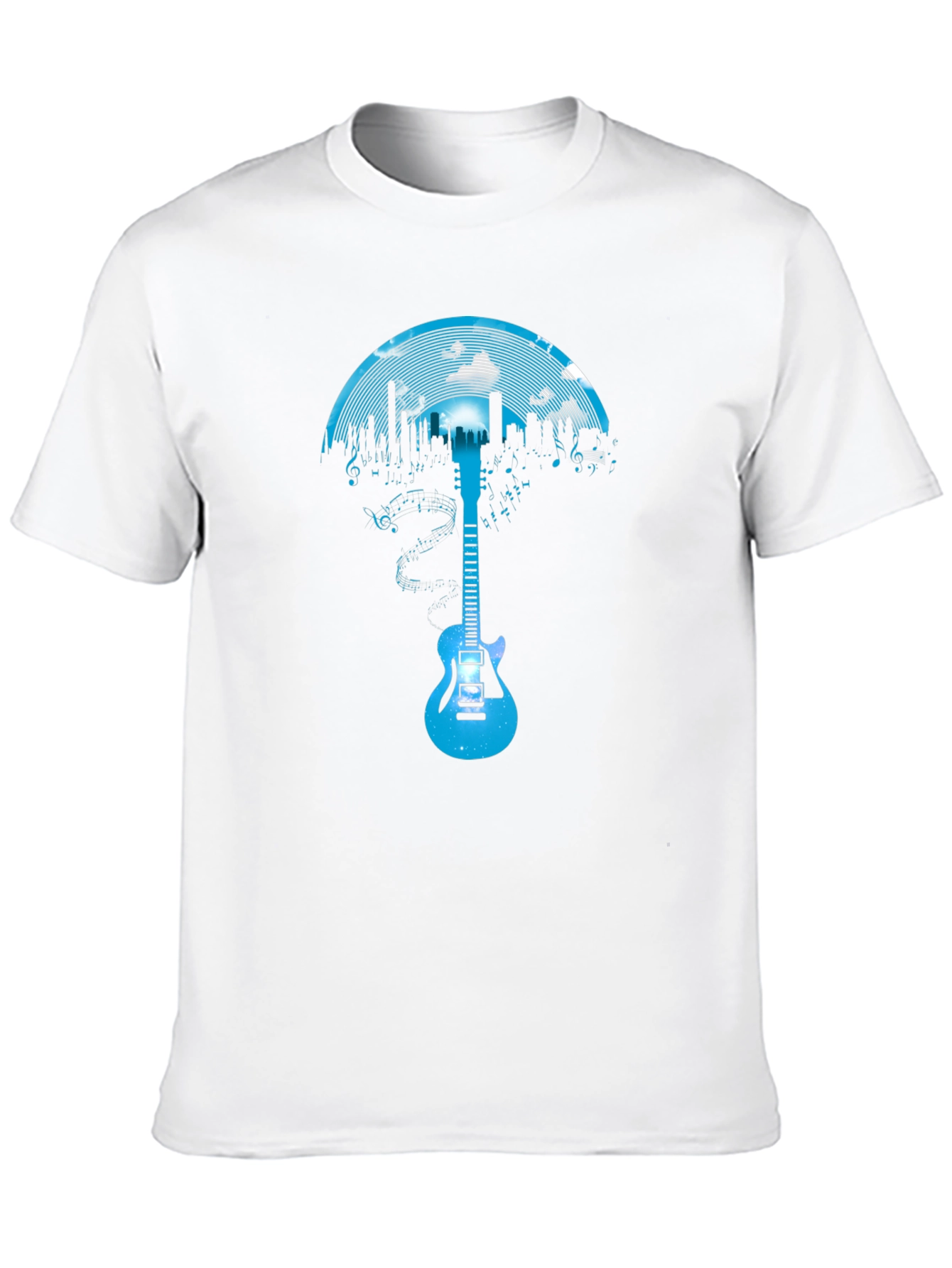 Cityscape Guitar Graphic T-Shirt