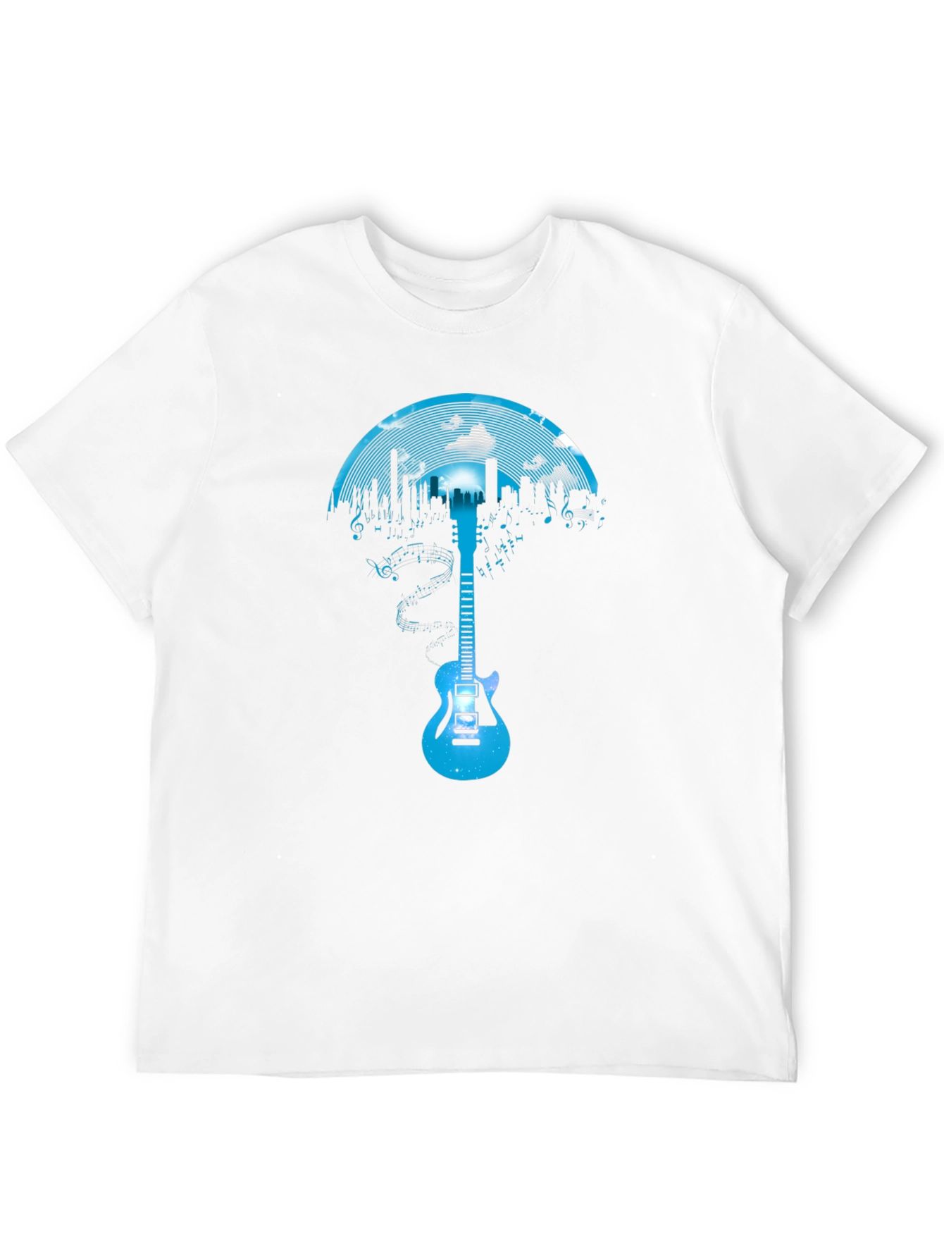 Cityscape Guitar Graphic T-Shirt
