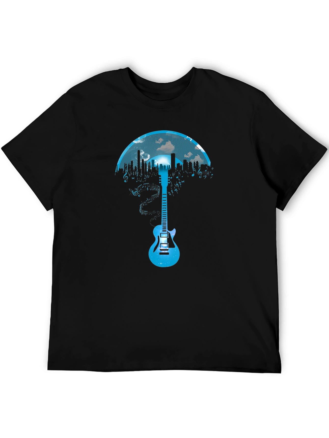 Cityscape Guitar Graphic T-Shirt