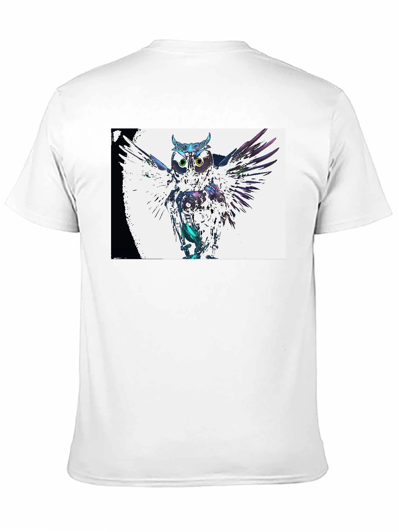Abstract Owl Graphic Print Black T-Shirt