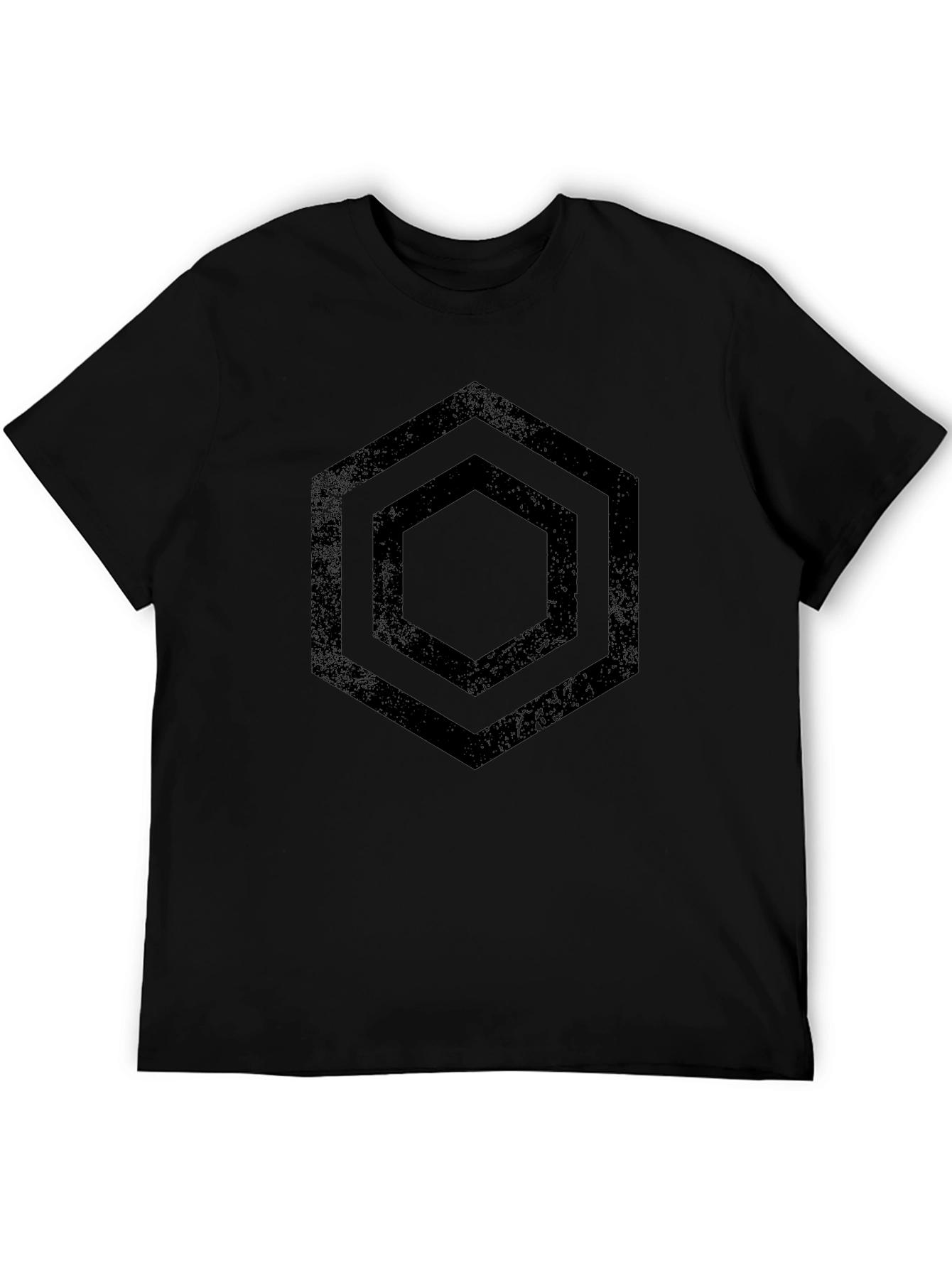 Hexagon Graphic Tee - Black Geometric Design T-Shirt