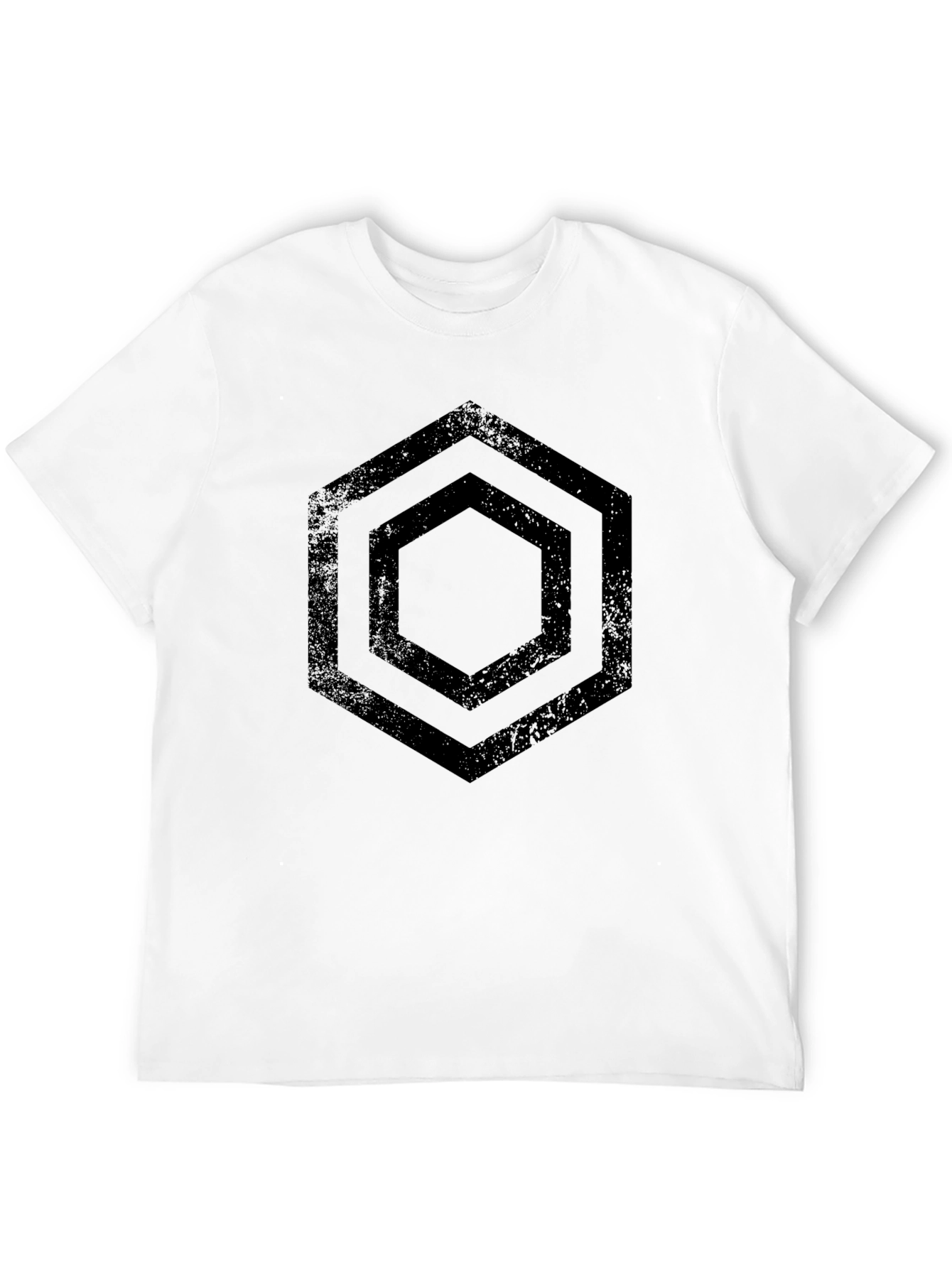 Hexagon Graphic Tee - Black Geometric Design T-Shirt
