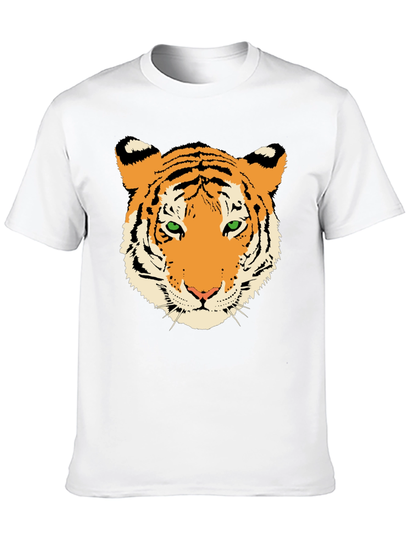 Tiger Face Graphic Tee - Black Cotton T-Shirt