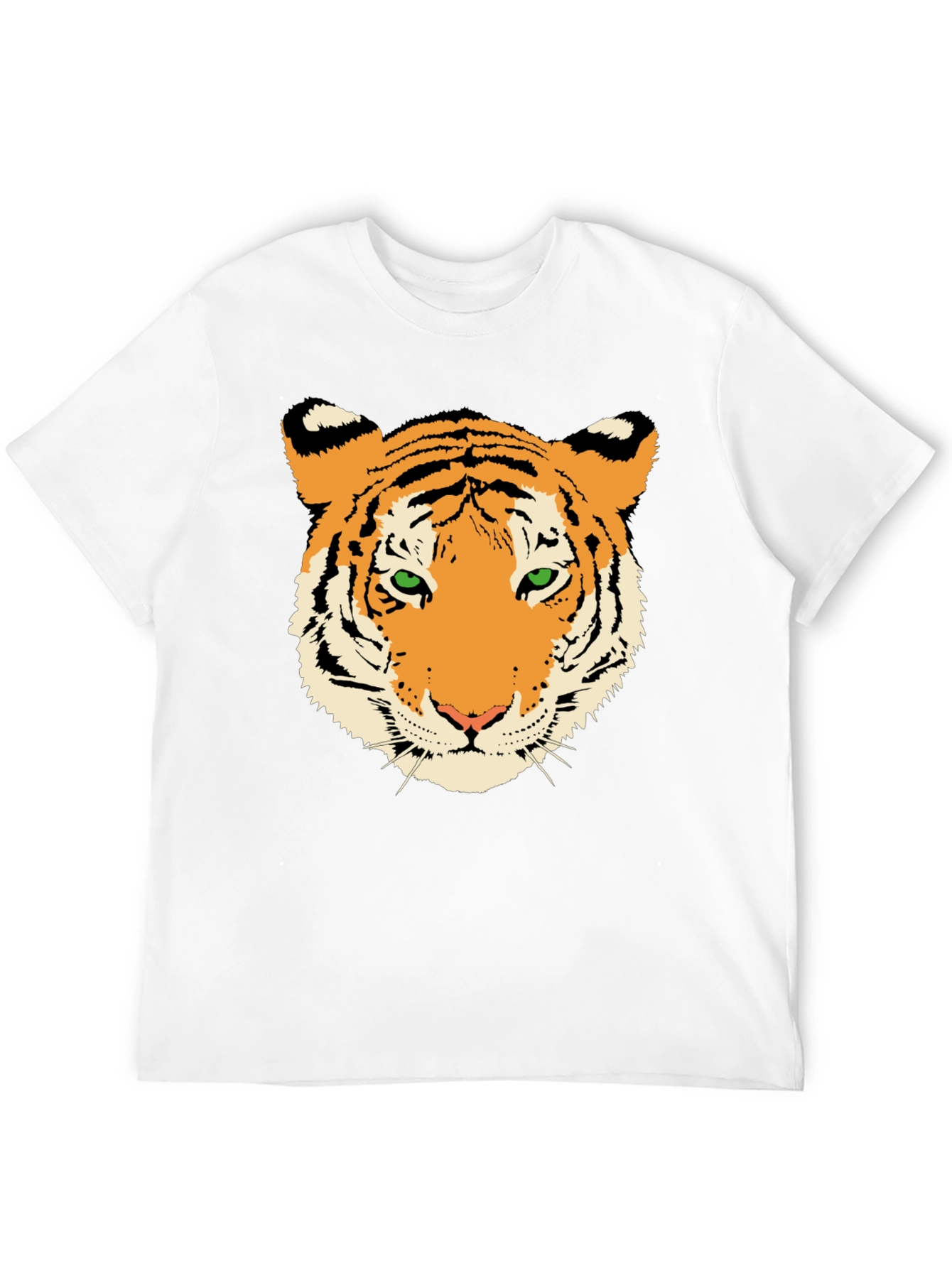 Tiger Face Graphic Tee - Black Cotton T-Shirt