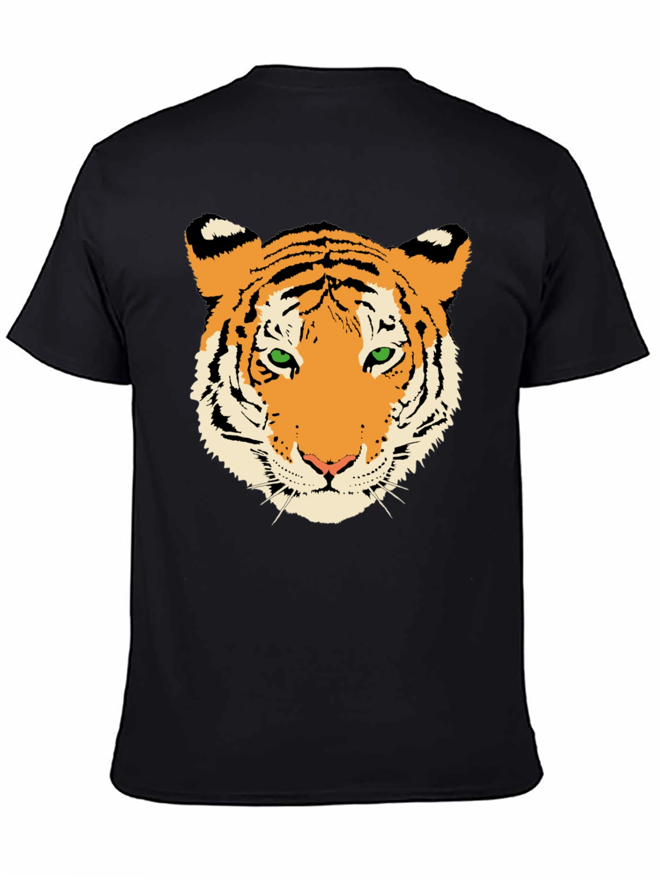 Tiger Face Graphic Tee - Black Cotton T-Shirt