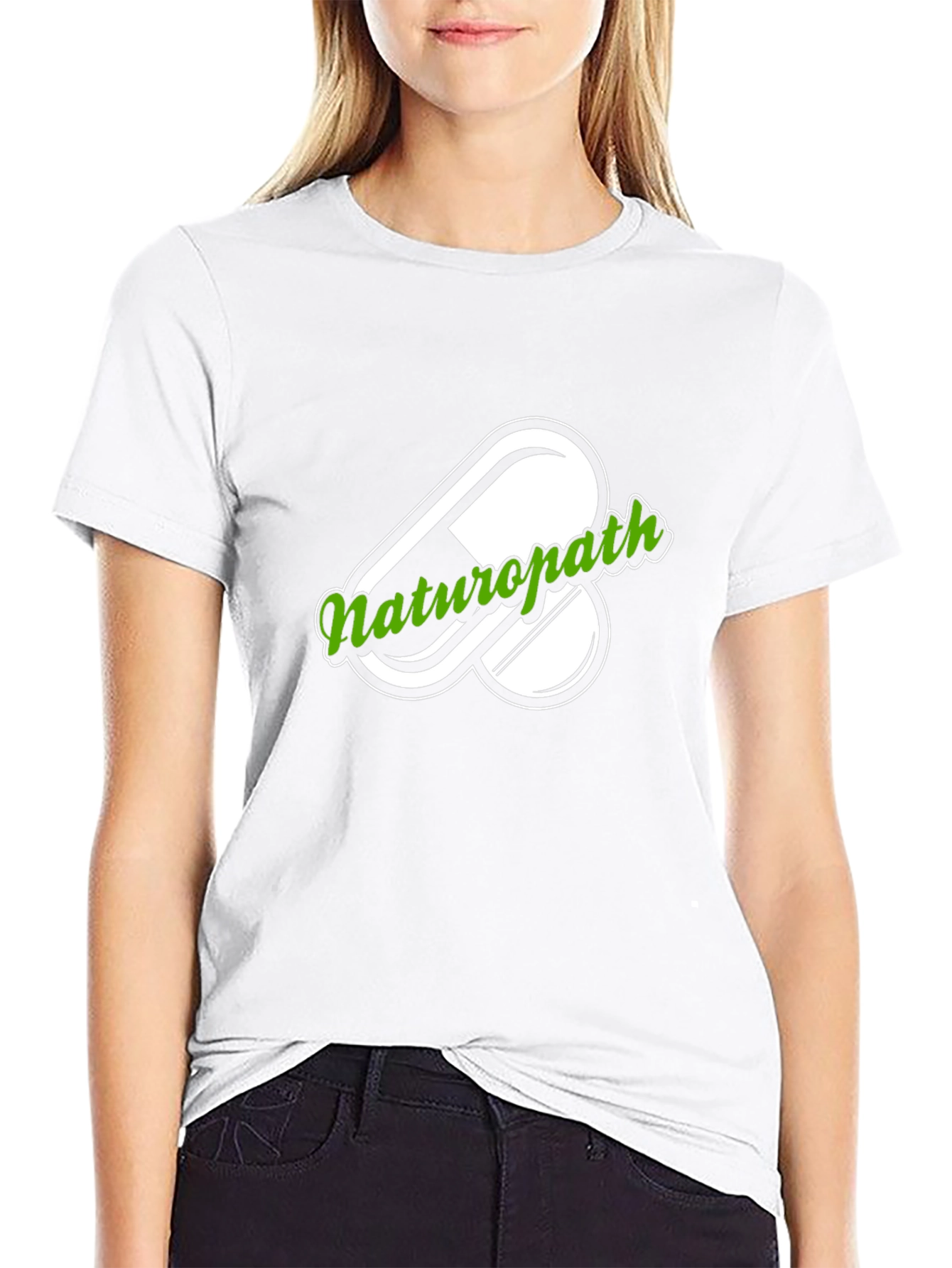 Naturopath T-Shirt - Pill Design - Green Text
