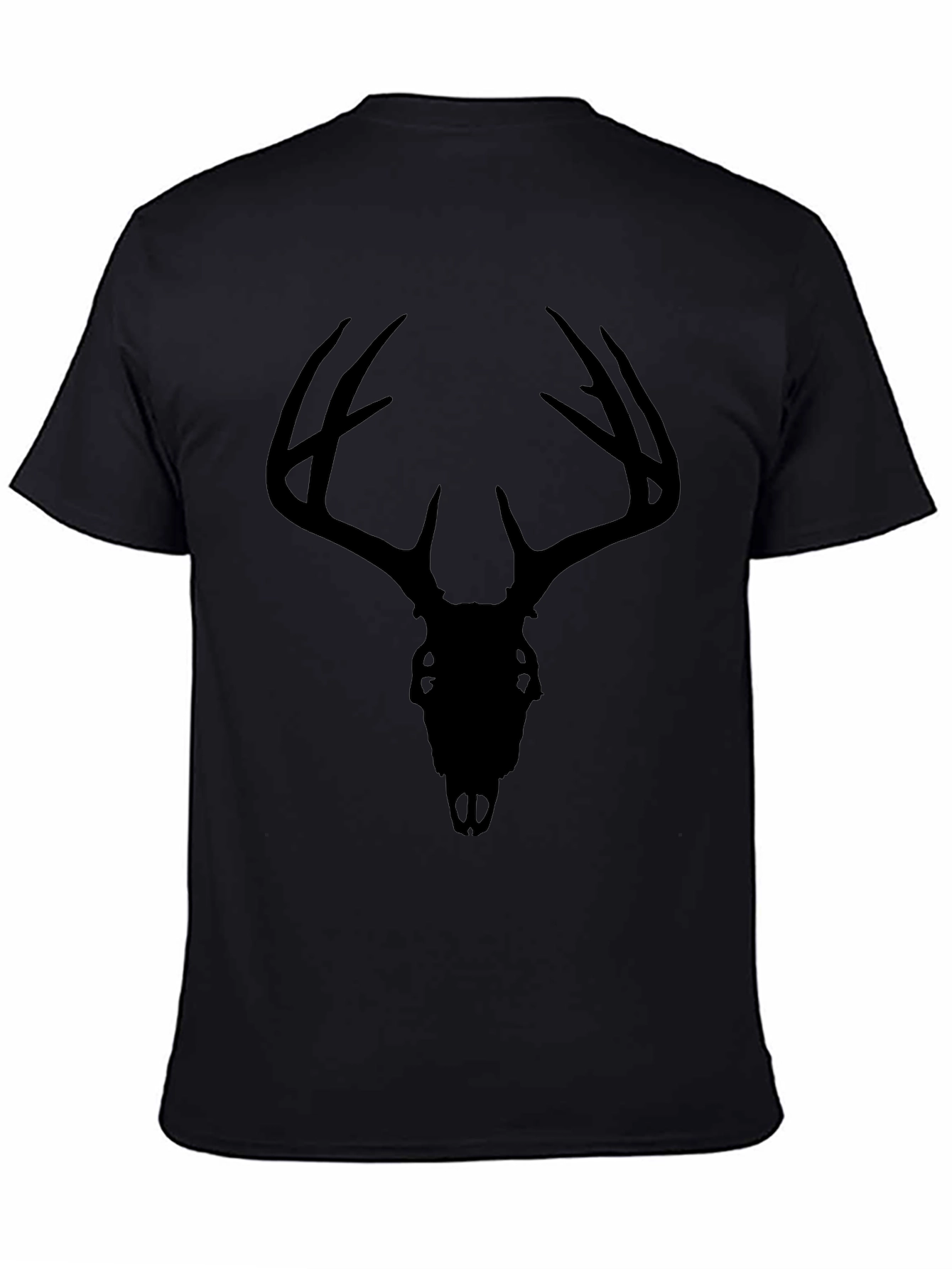 Black Deer Skull Graphic Tee - Mens Casual T-Shirt