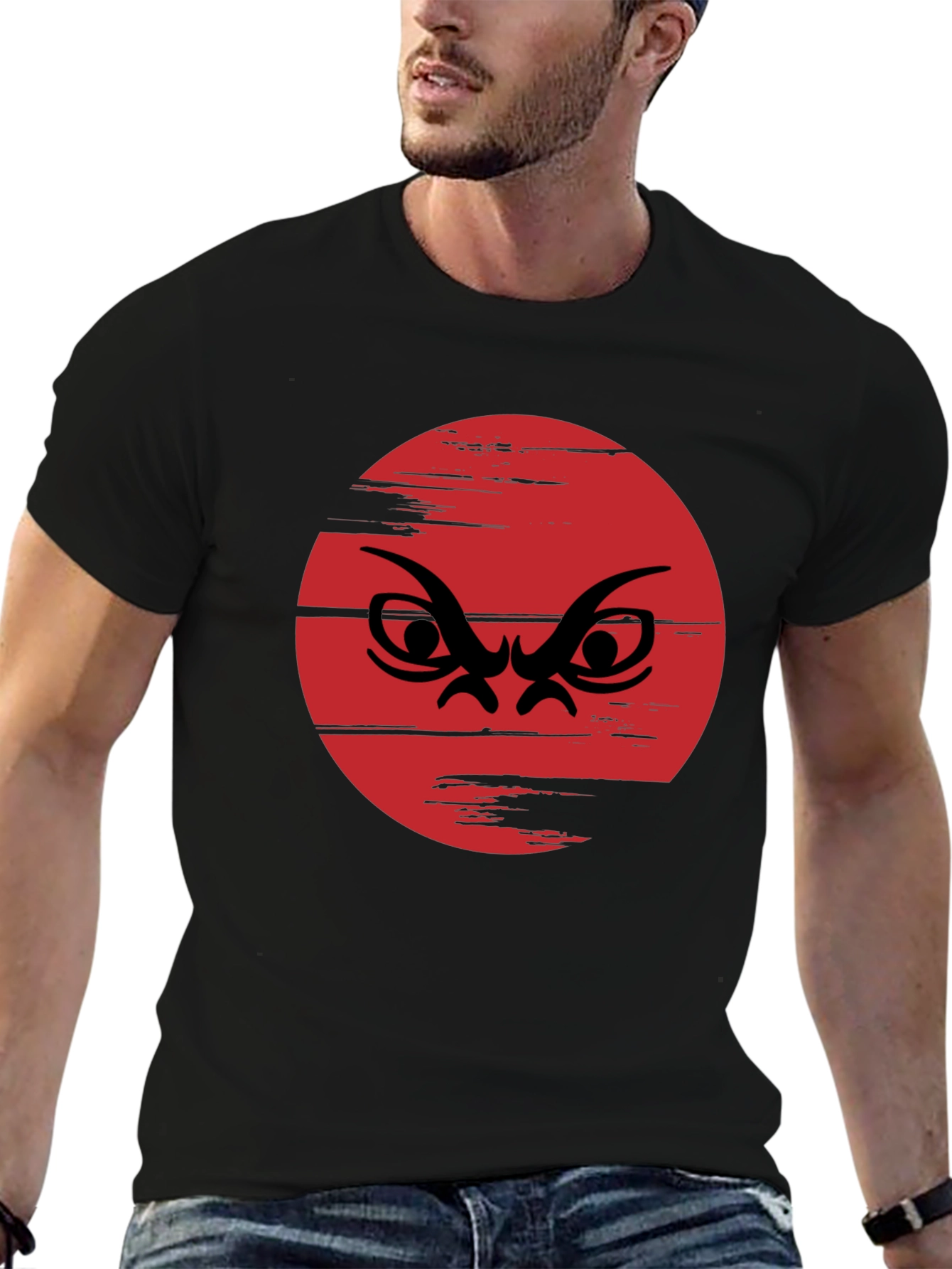 Grumpy Face Graphic Tee - Mens Black T-Shirt