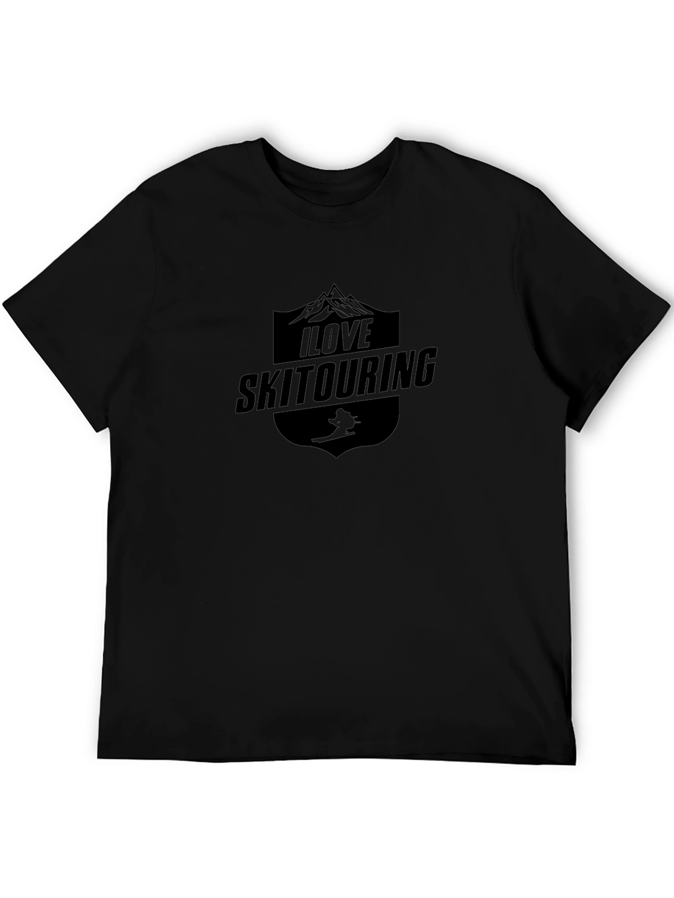 I Love Ski Touring Black T-Shirt