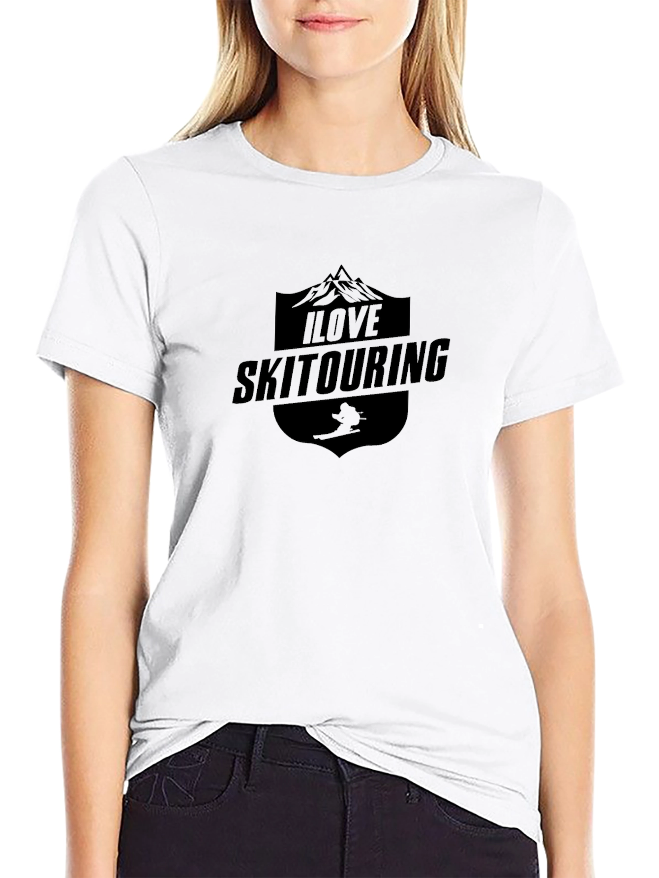 I Love Ski Touring Black T-Shirt