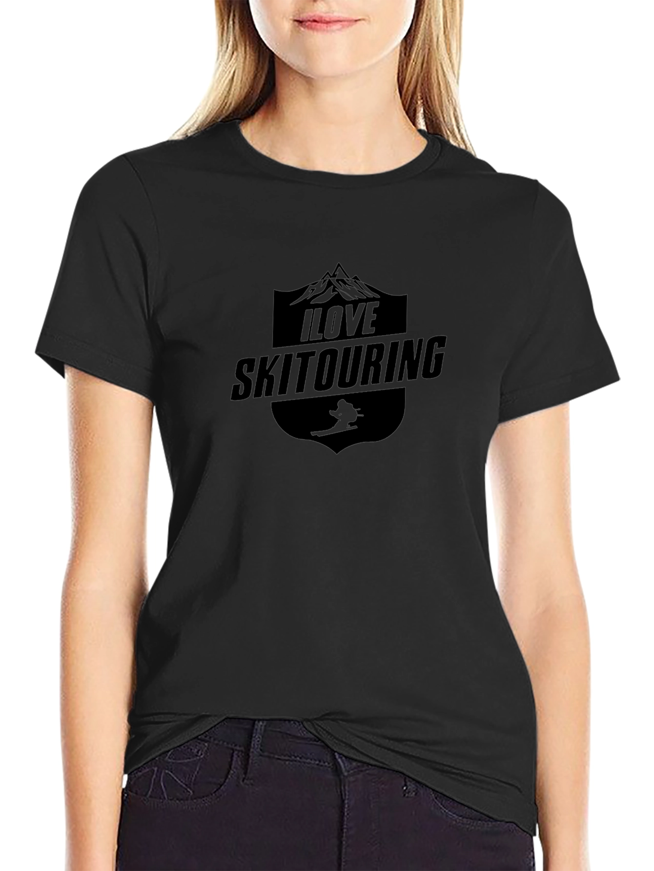I Love Ski Touring Black T-Shirt