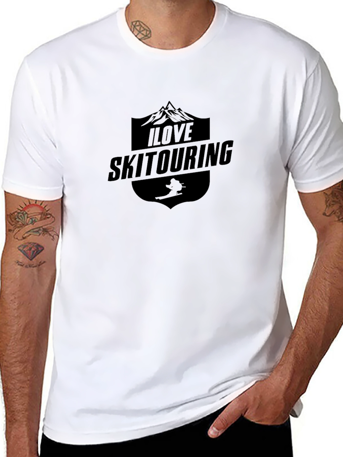 I Love Ski Touring Black T-Shirt