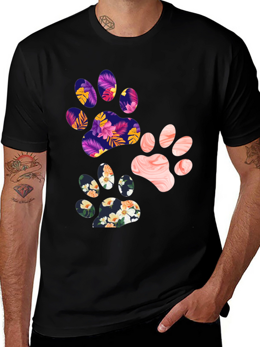 Floral Paw Print Graphic Tee - Unisex