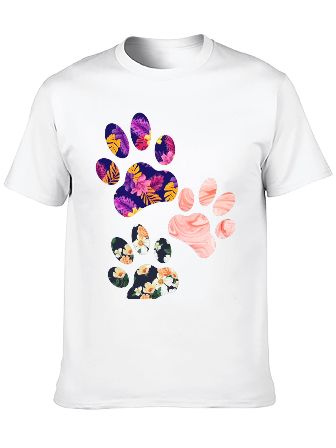 Floral Paw Print Graphic Tee - Unisex