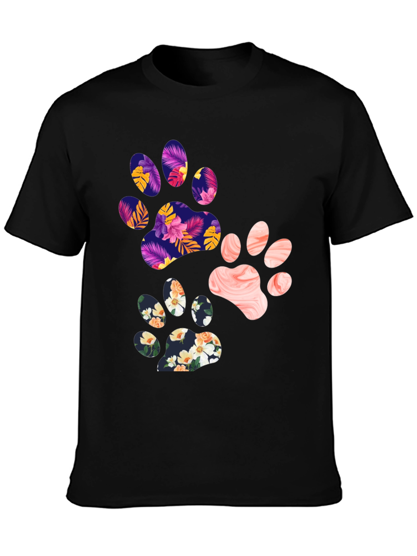 Floral Paw Print Graphic Tee - Unisex