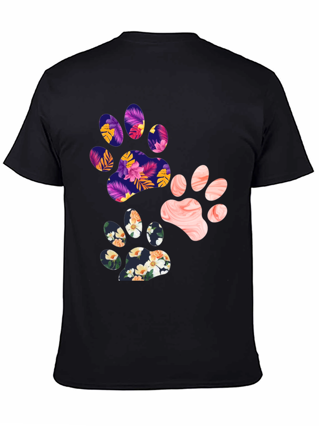 Floral Paw Print Graphic Tee - Unisex