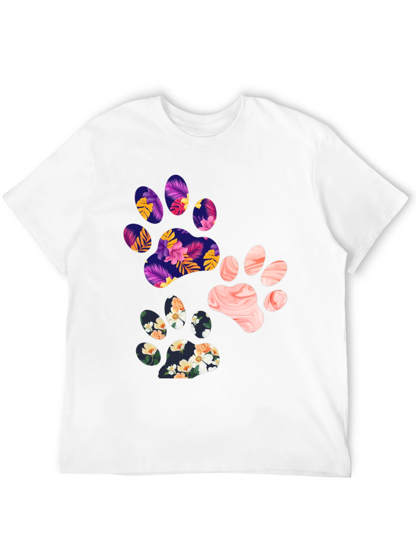 Floral Paw Print Graphic Tee - Unisex