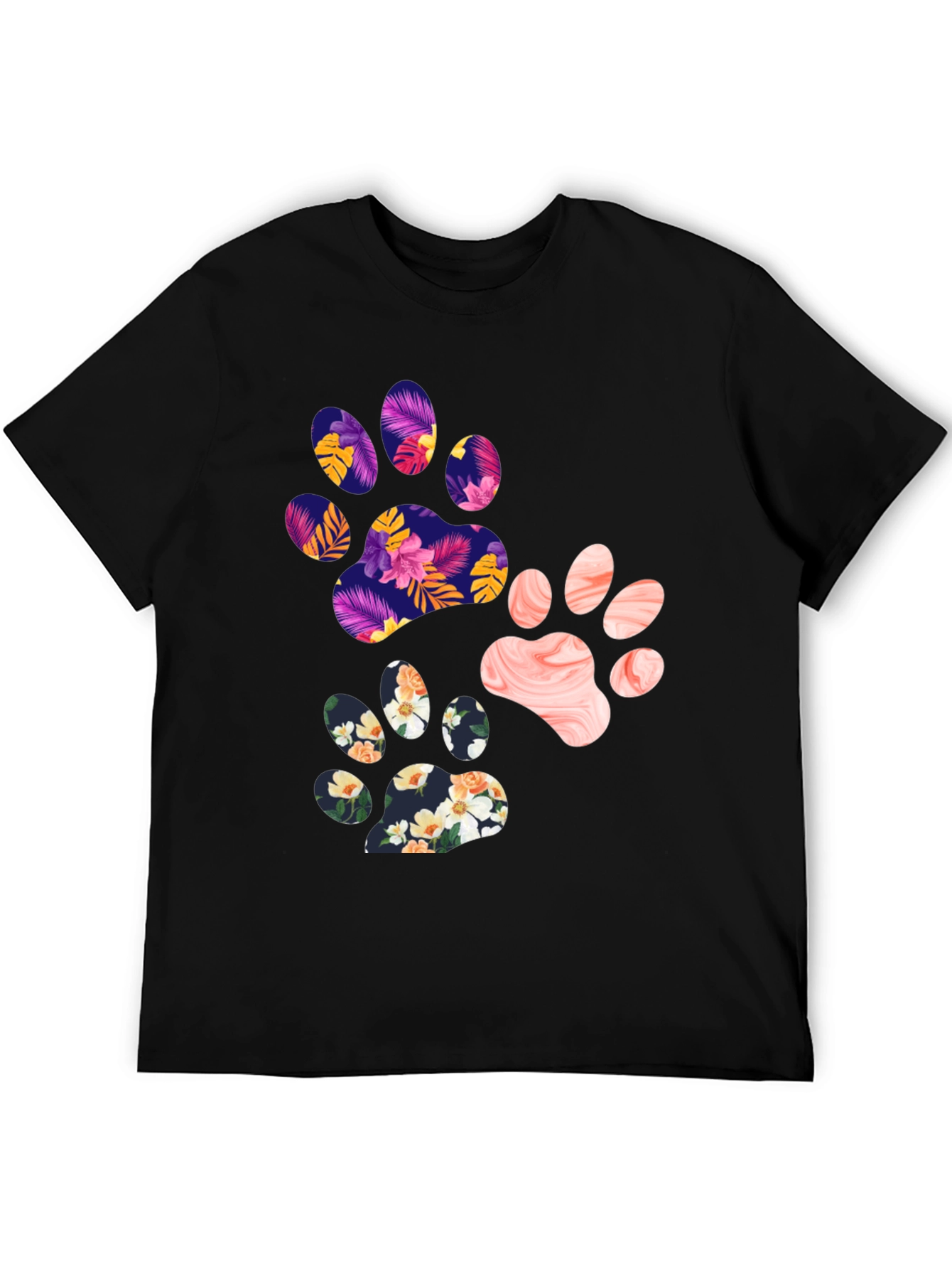 Floral Paw Print Graphic Tee - Unisex