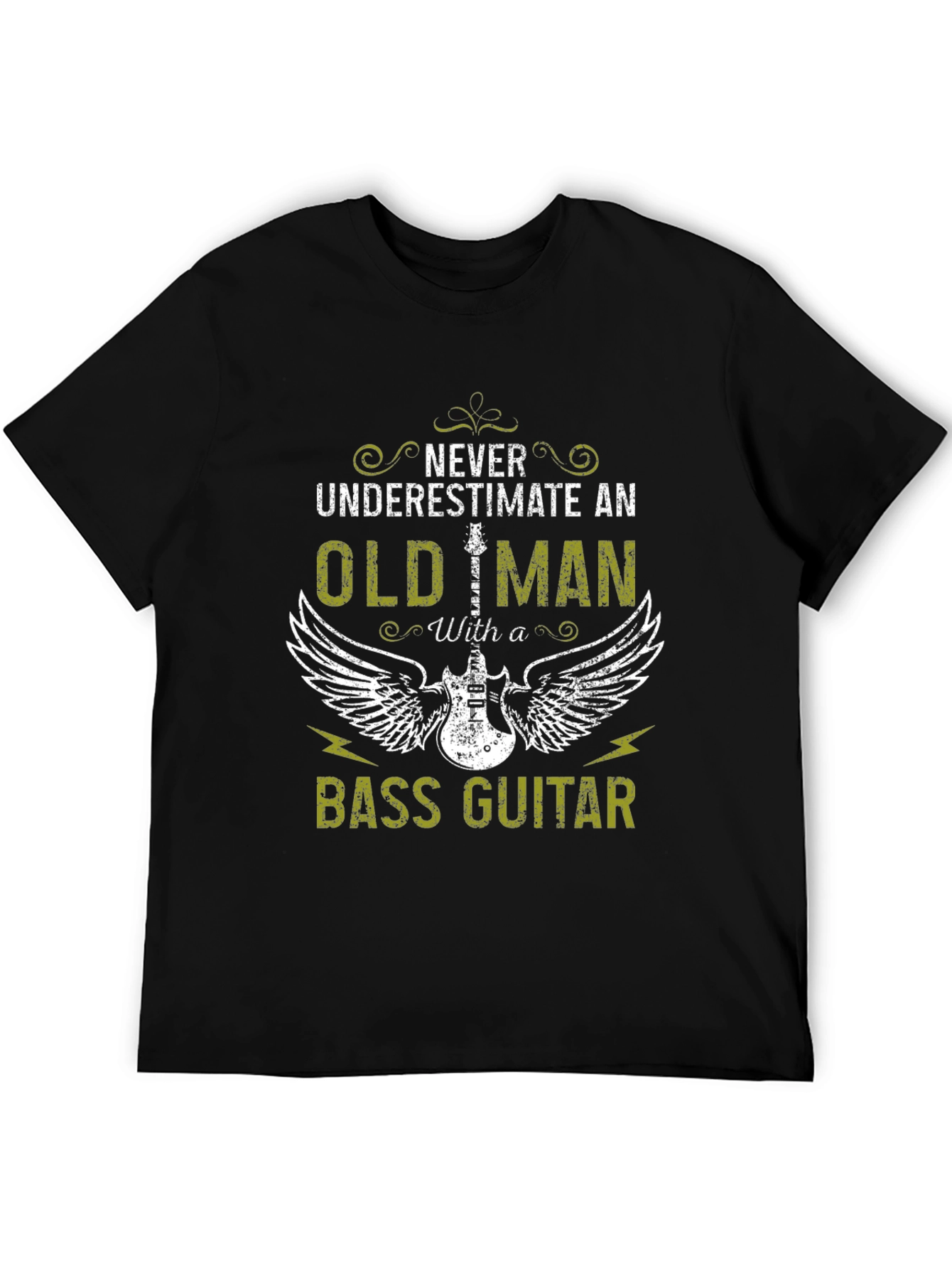 Old Man Bass Guitar T-Shirt - Never Underestimate!