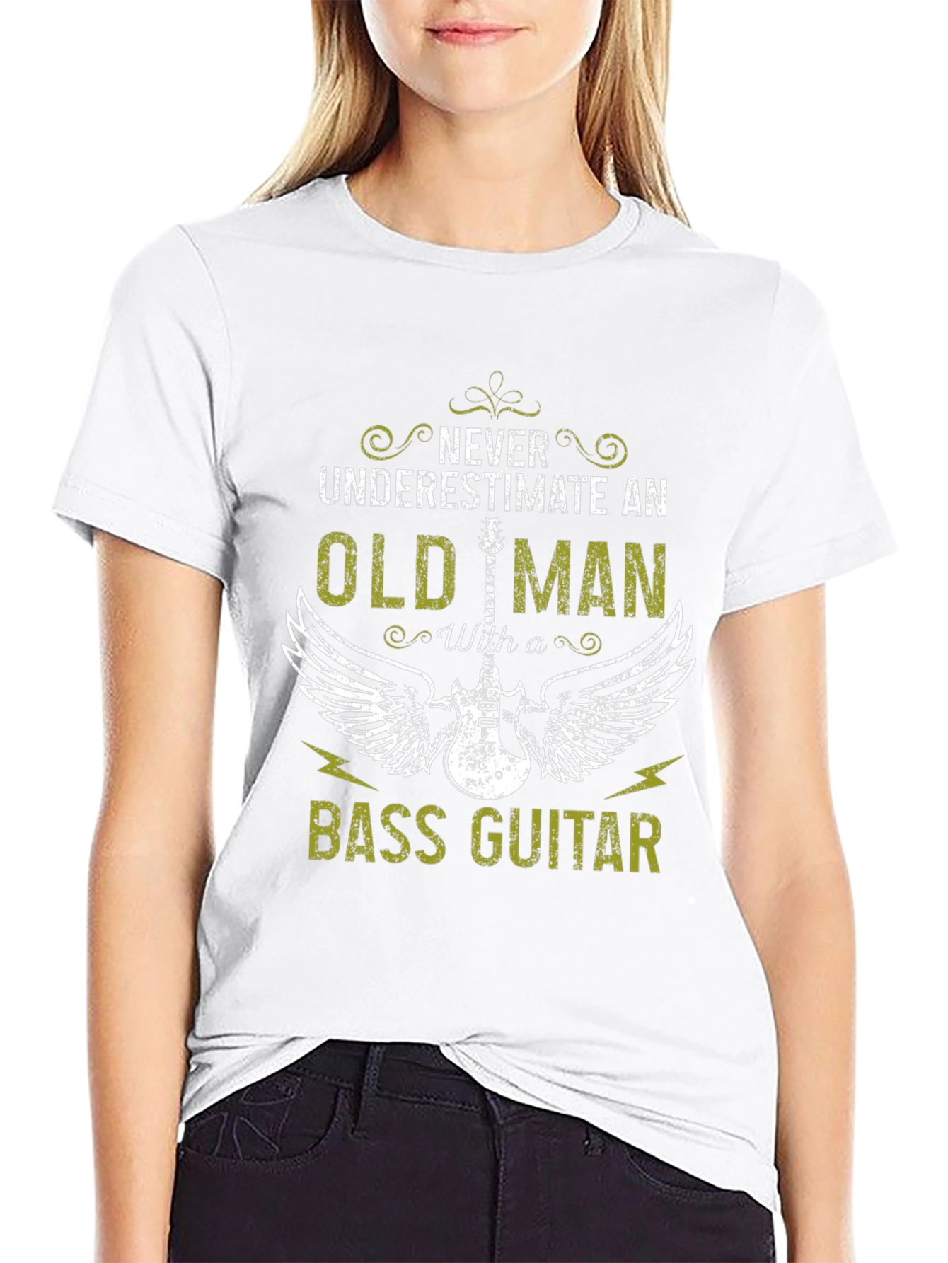 Old Man Bass Guitar T-Shirt - Never Underestimate!