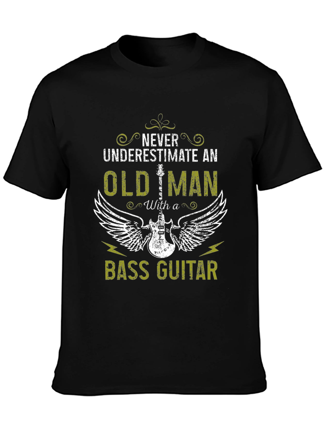 Old Man Bass Guitar T-Shirt - Never Underestimate!