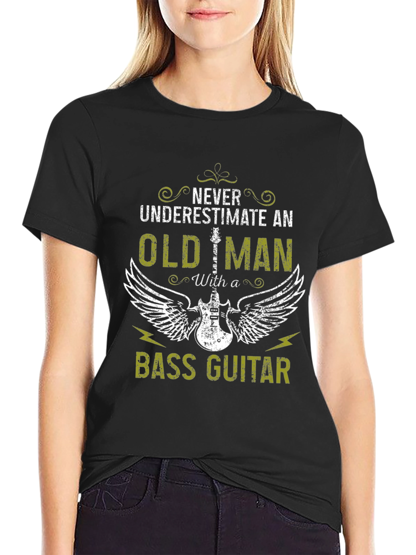 Old Man Bass Guitar T-Shirt - Never Underestimate!