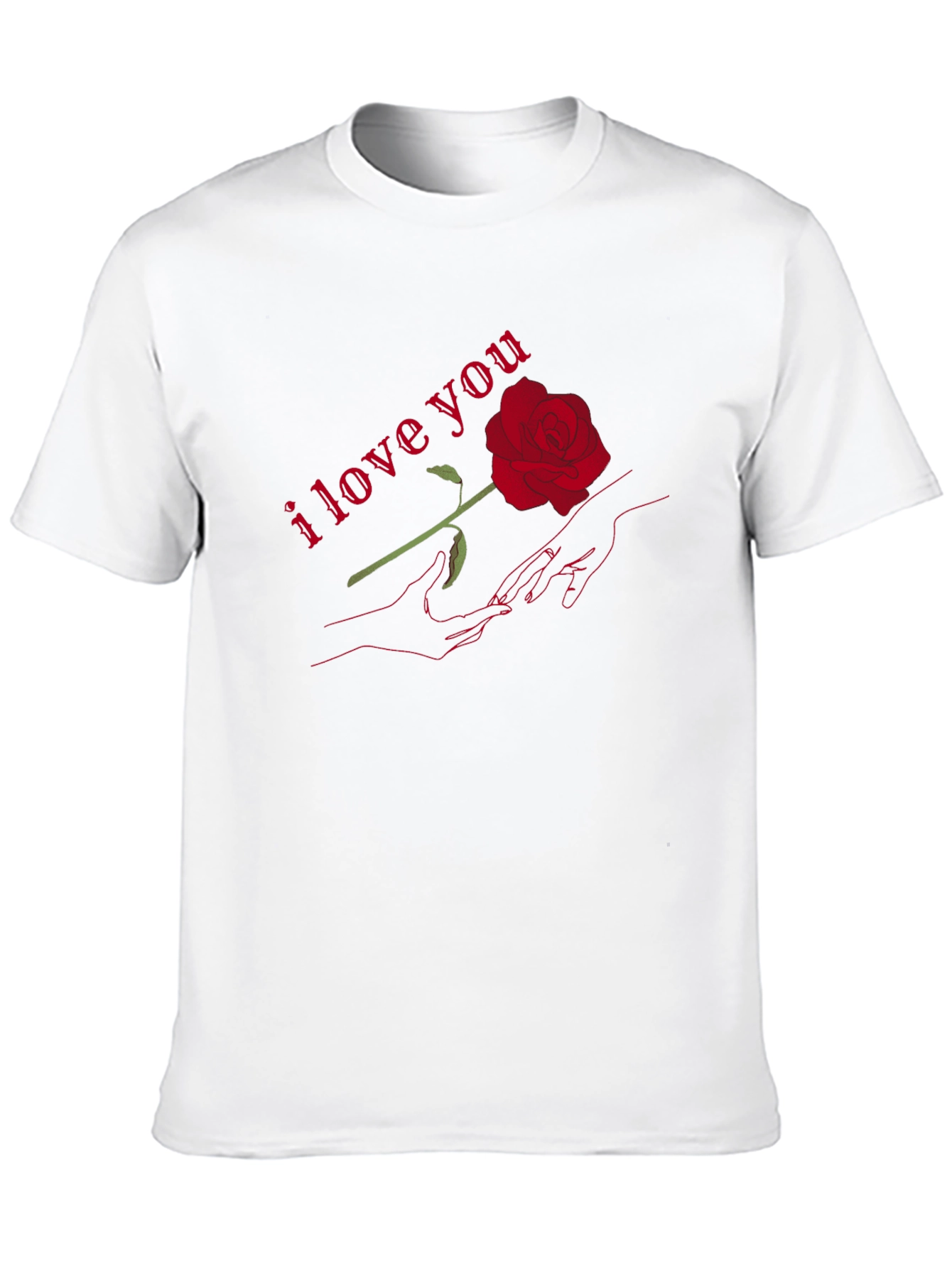 Romantic I Love You Rose Graphic T-Shirt - Black