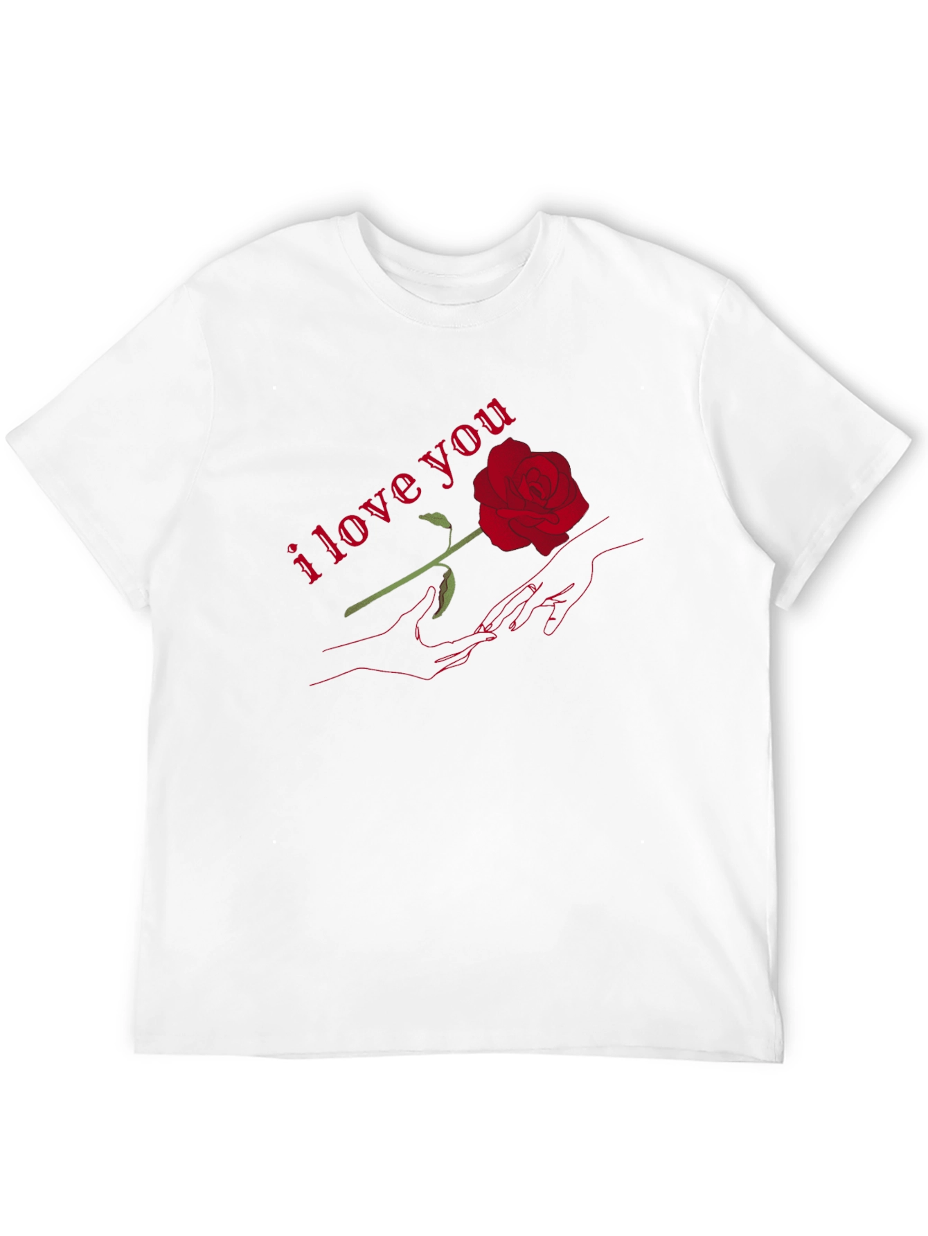 Romantic I Love You Rose Graphic T-Shirt - Black
