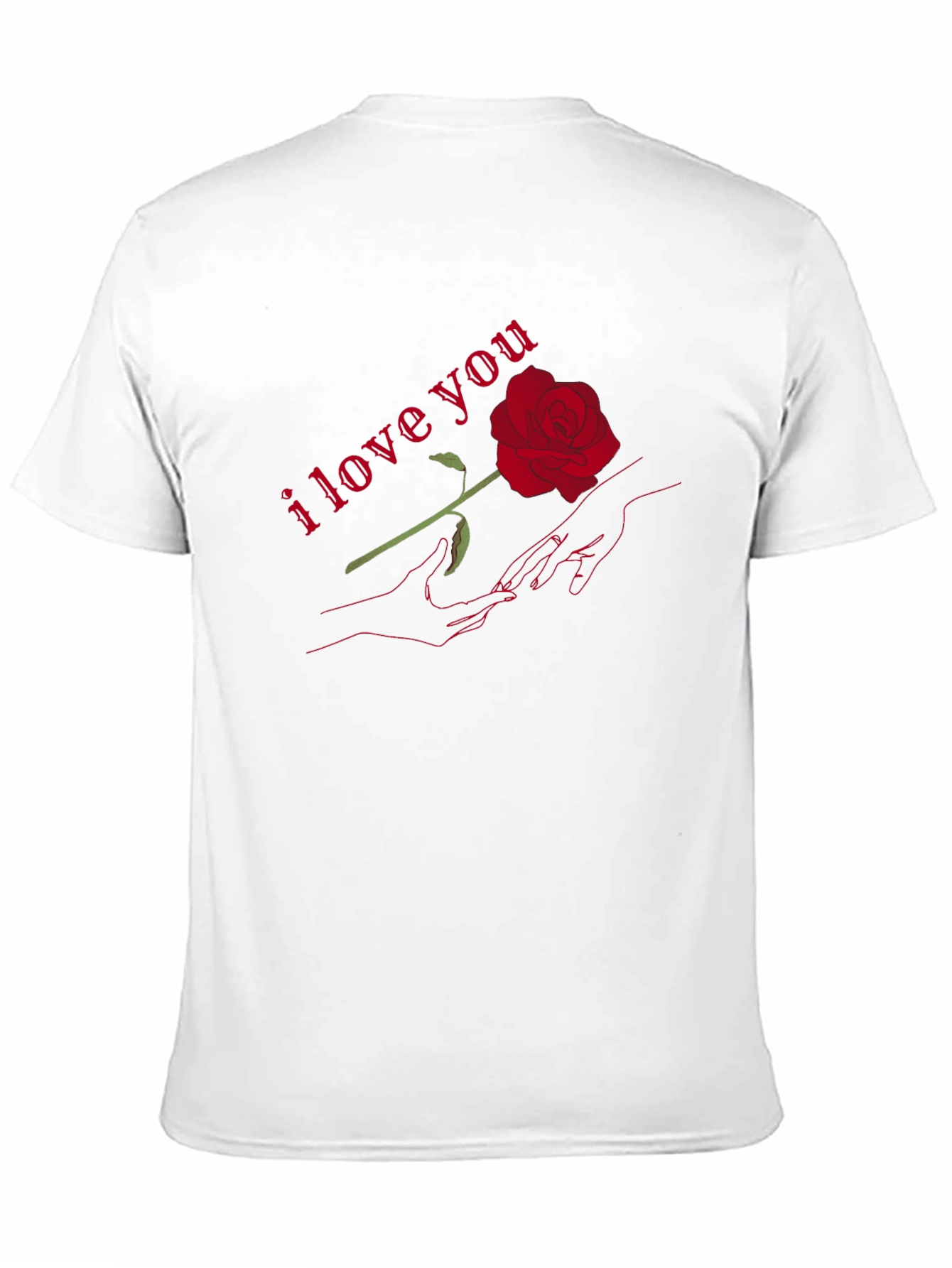 Romantic I Love You Rose Graphic T-Shirt - Black