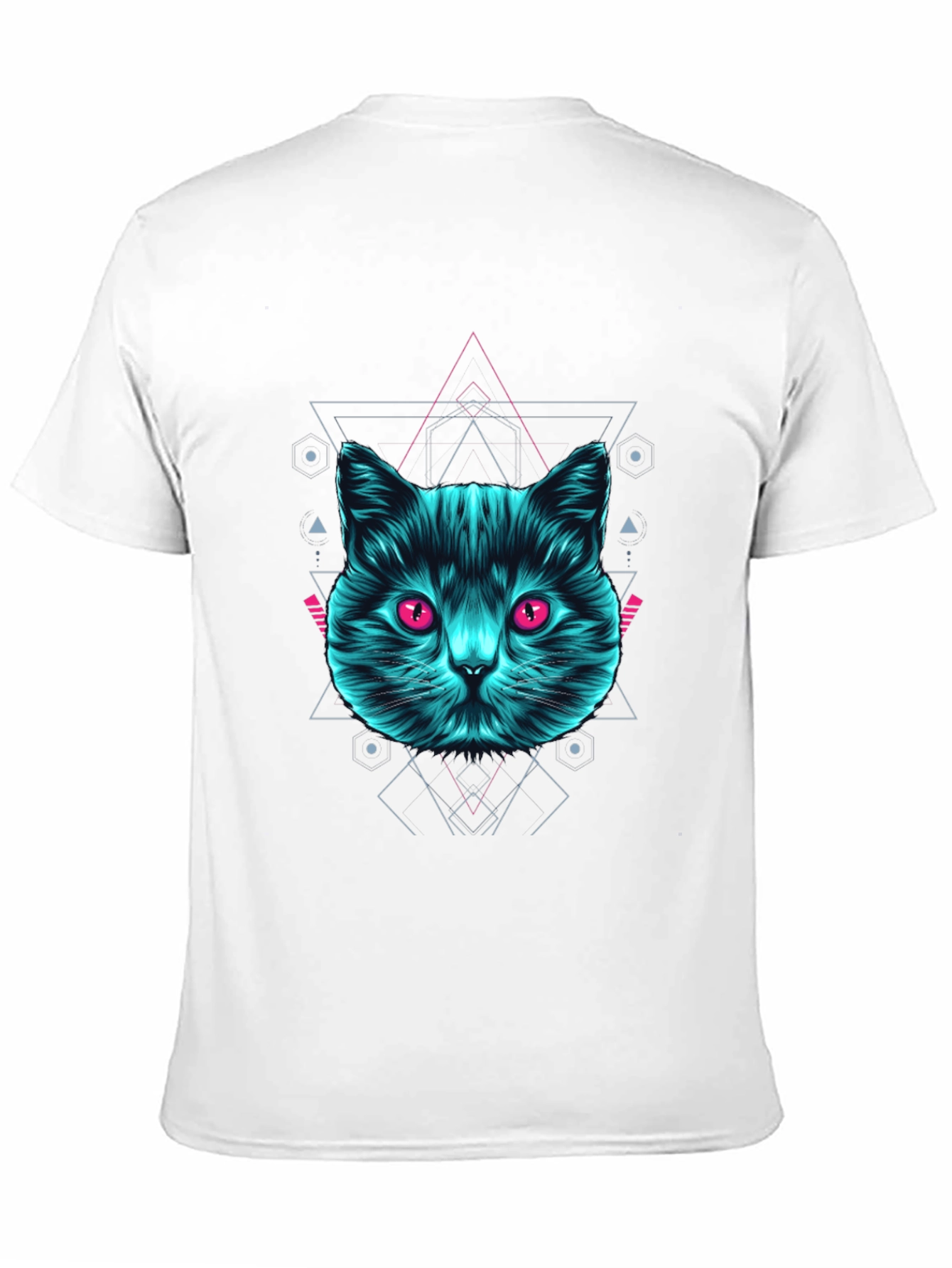 Geometric Cat Graphic Tee - Trendy Black T-Shirt