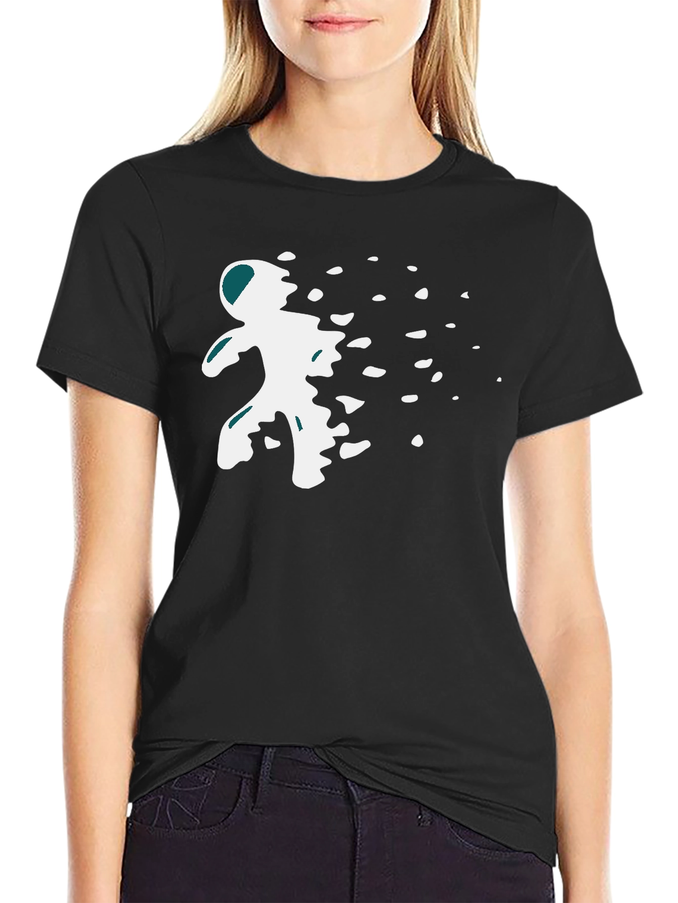 Abstract Spaceman Graphic Tee - Black Casual Shirt
