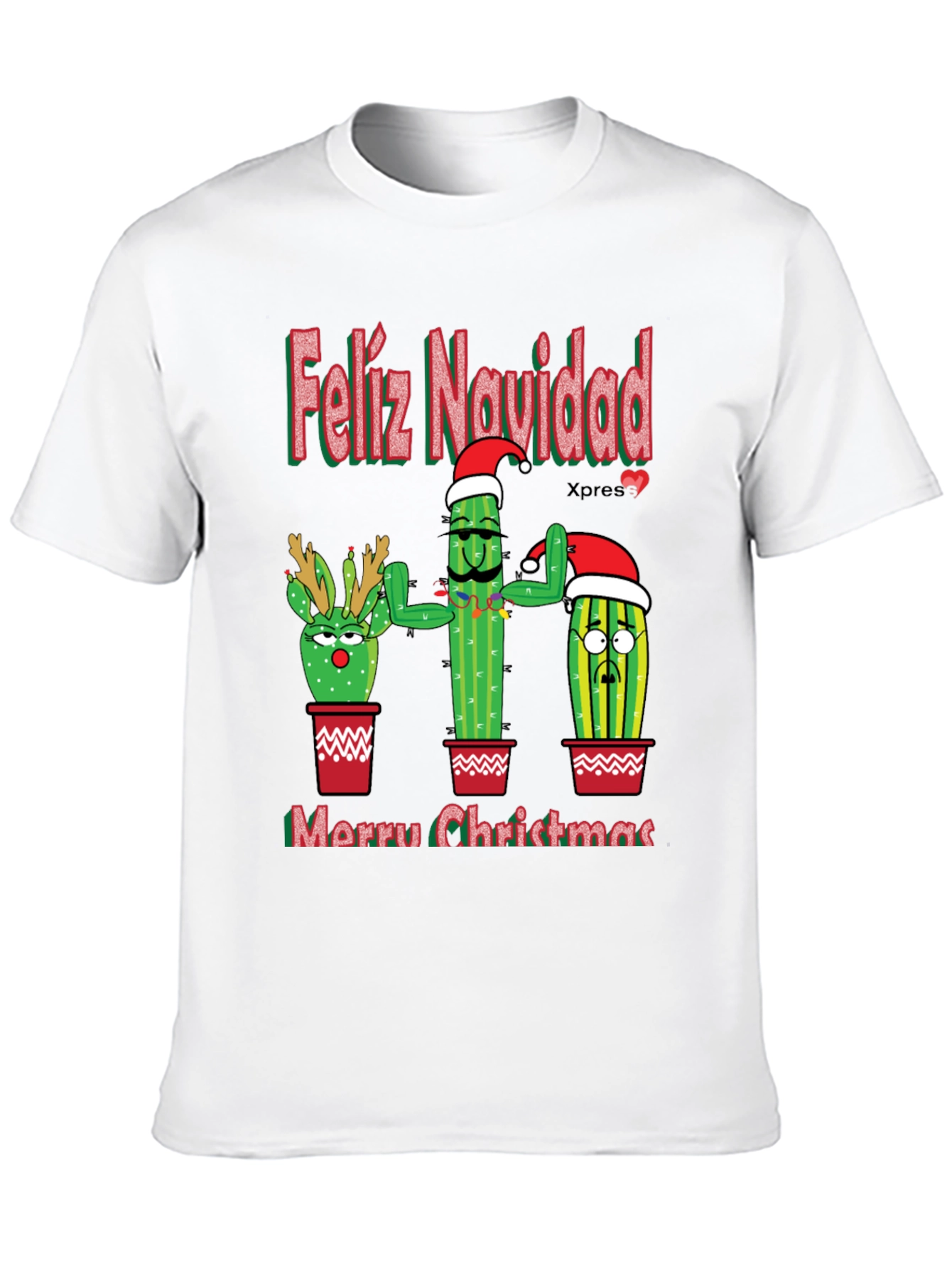 Feliz Navidad Christmas Cactus T-Shirt Holiday Tee