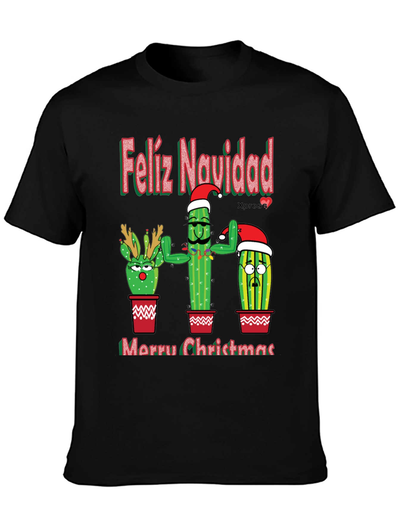 Feliz Navidad Christmas Cactus T-Shirt Holiday Tee