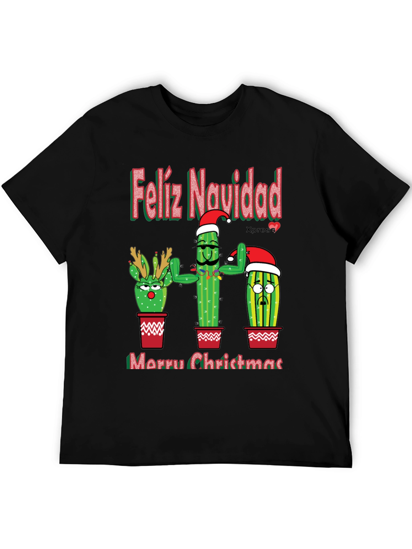 Feliz Navidad Christmas Cactus T-Shirt Holiday Tee