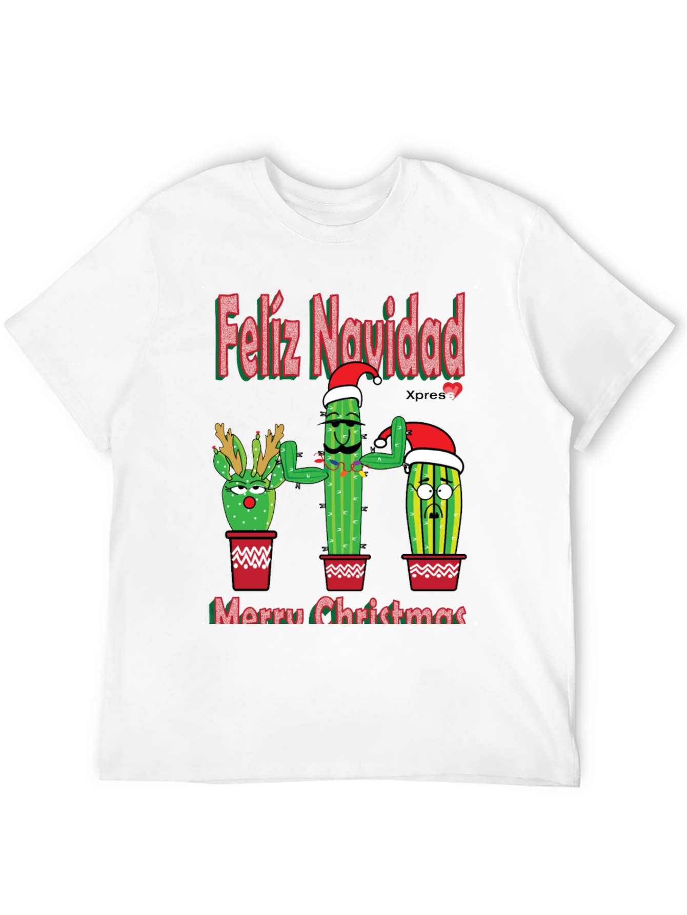 Feliz Navidad Christmas Cactus T-Shirt Holiday Tee
