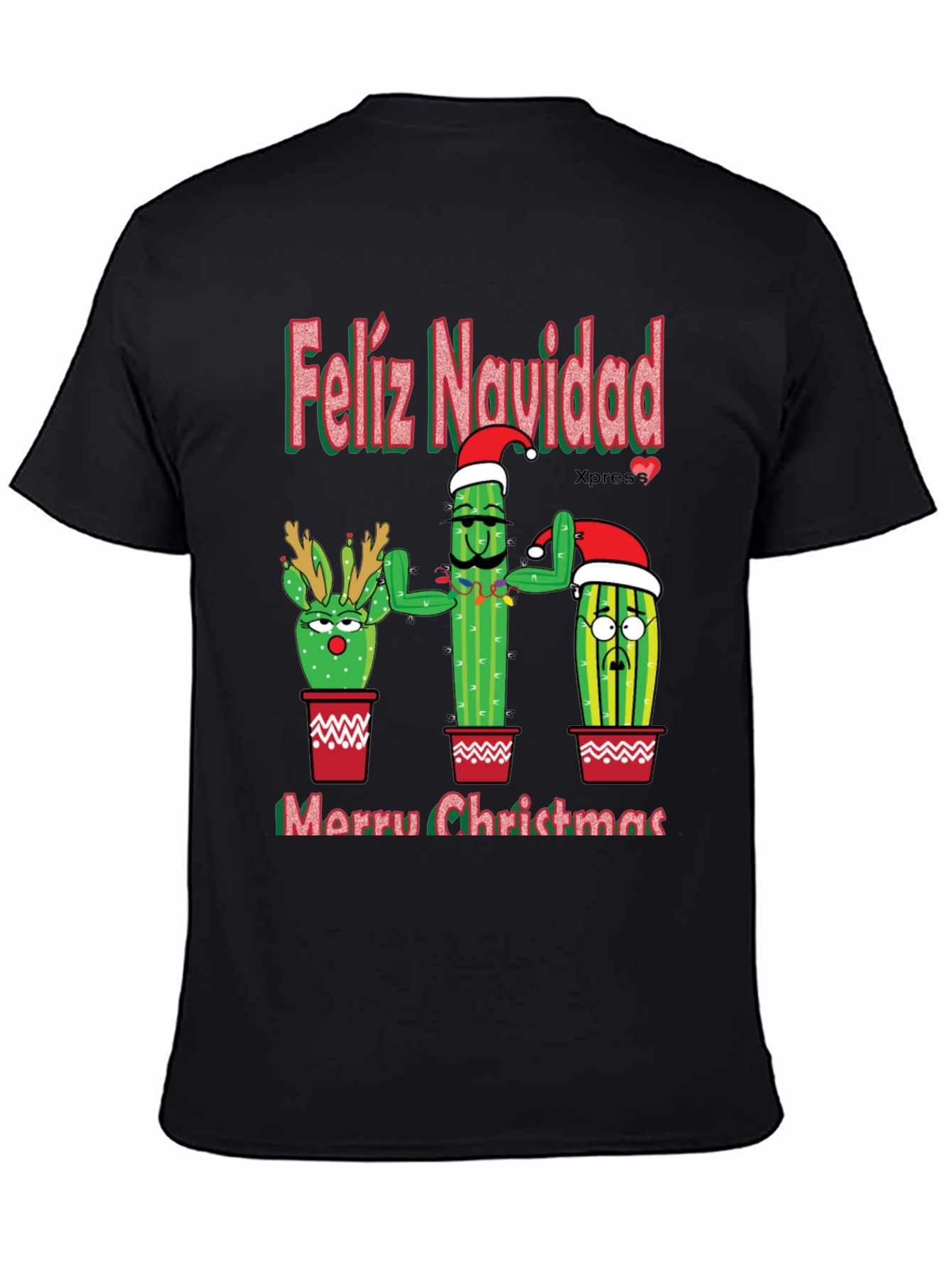 Feliz Navidad Christmas Cactus T-Shirt Holiday Tee